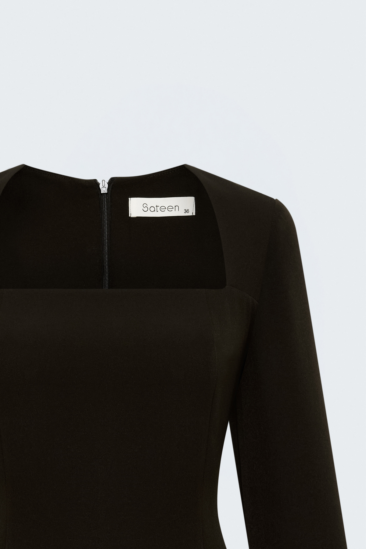 Long-Sleeve Classic Midi Dress - Brown