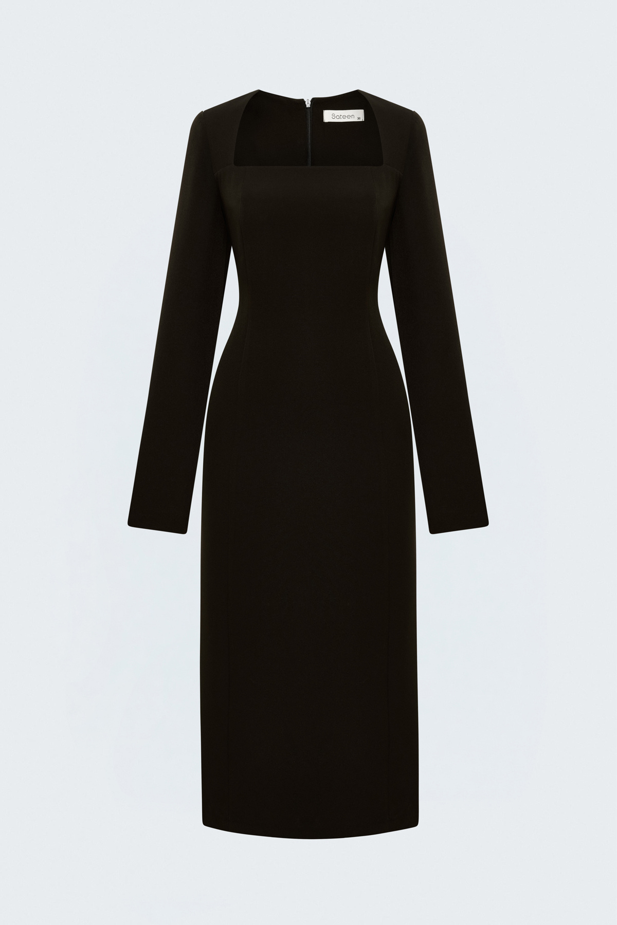 Long-Sleeve Classic Midi Dress - Brown