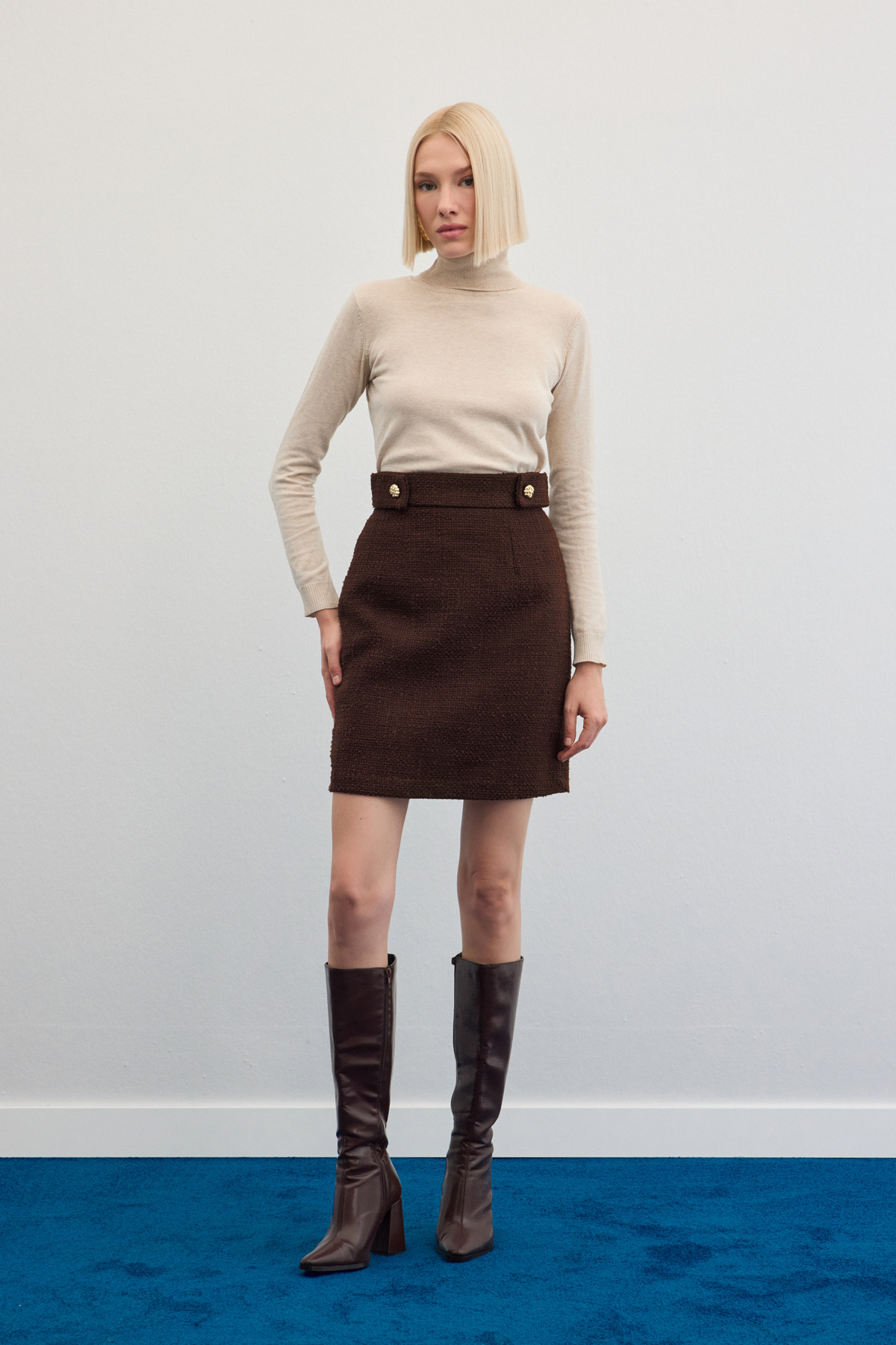 Mini Boy Tüvit Etek - Kahve