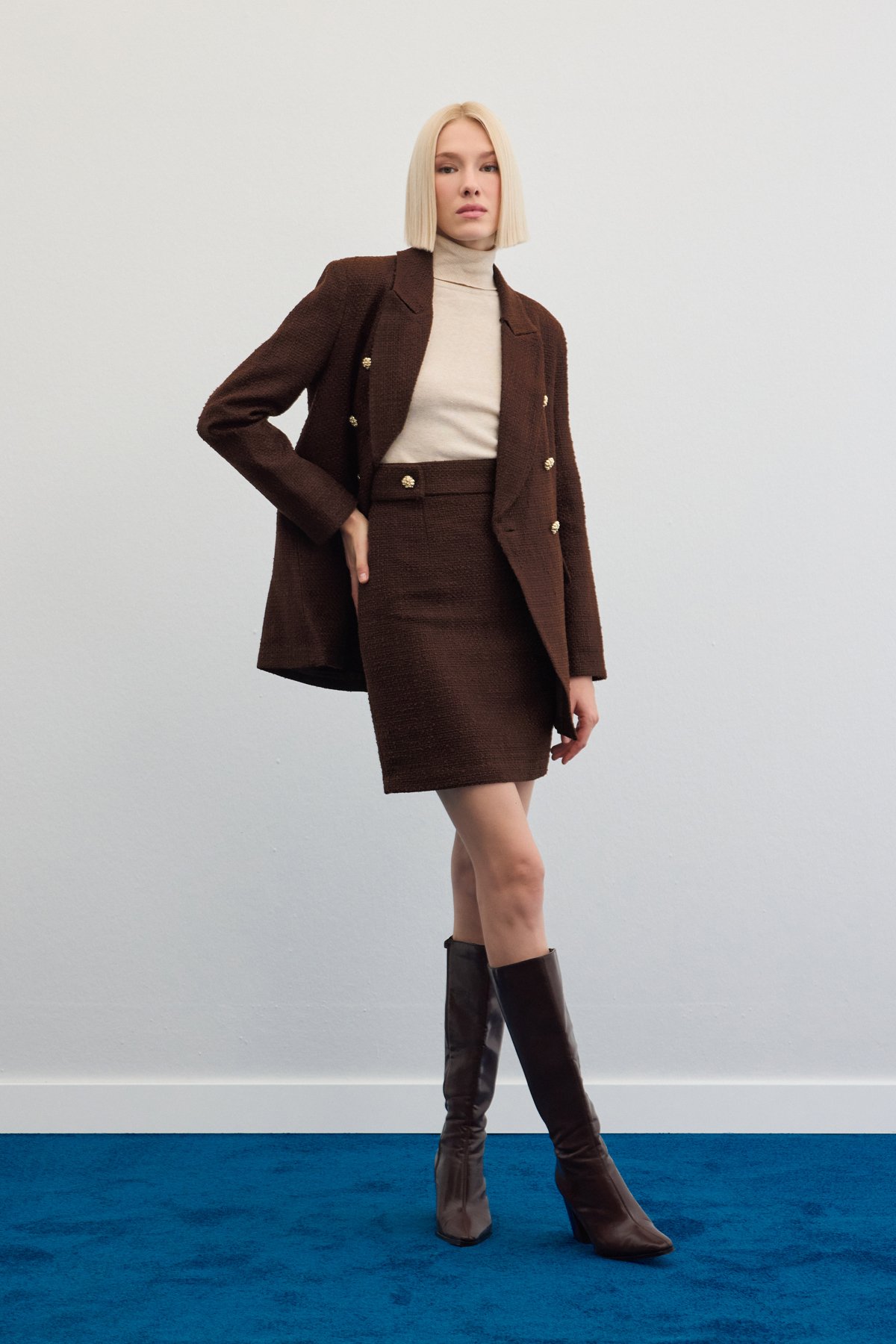 Mini Boy Tüvit Etek - Kahve