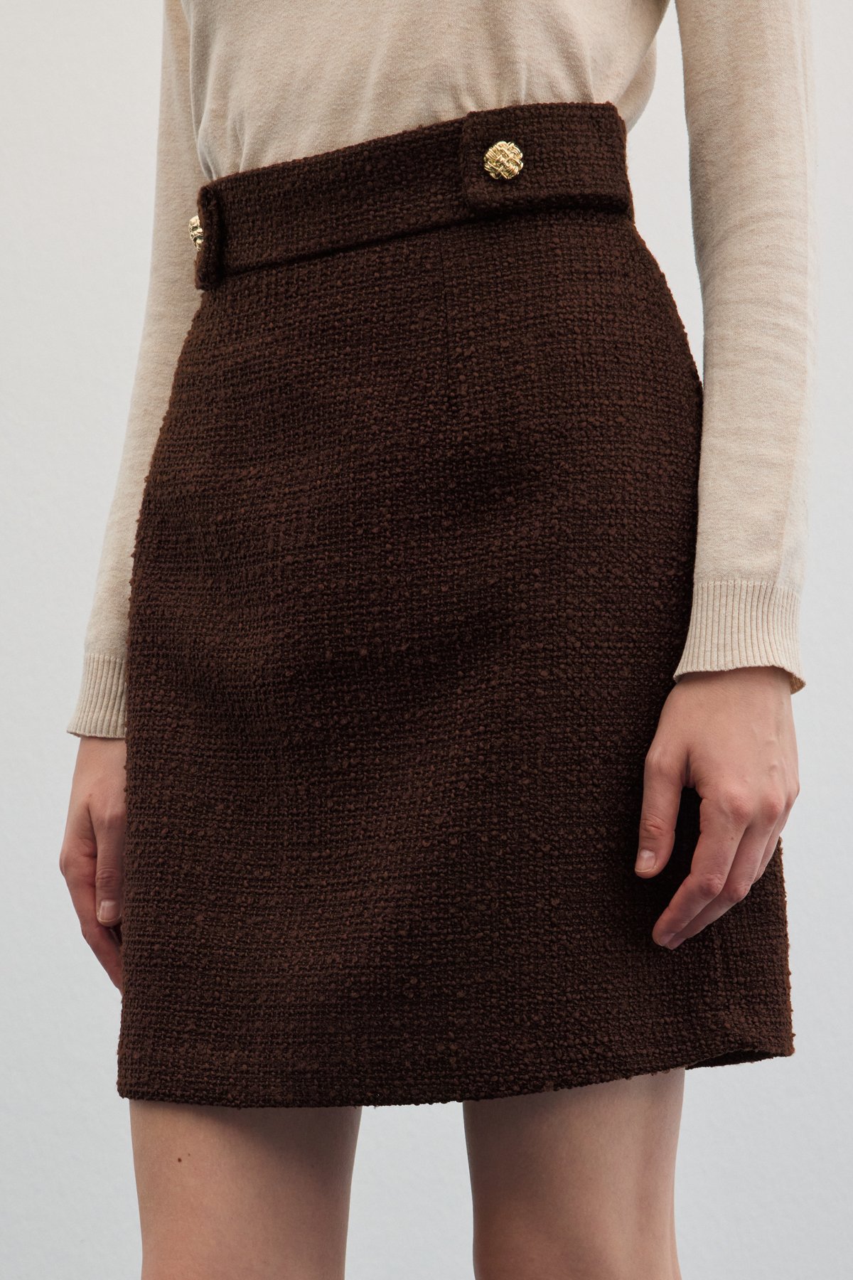 Mini Boy Tüvit Etek - Kahve