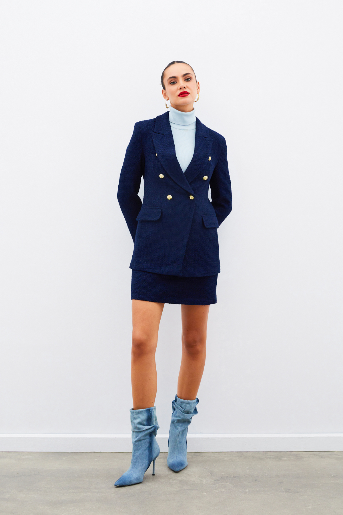 Mini Tweed Skirt - BLUE