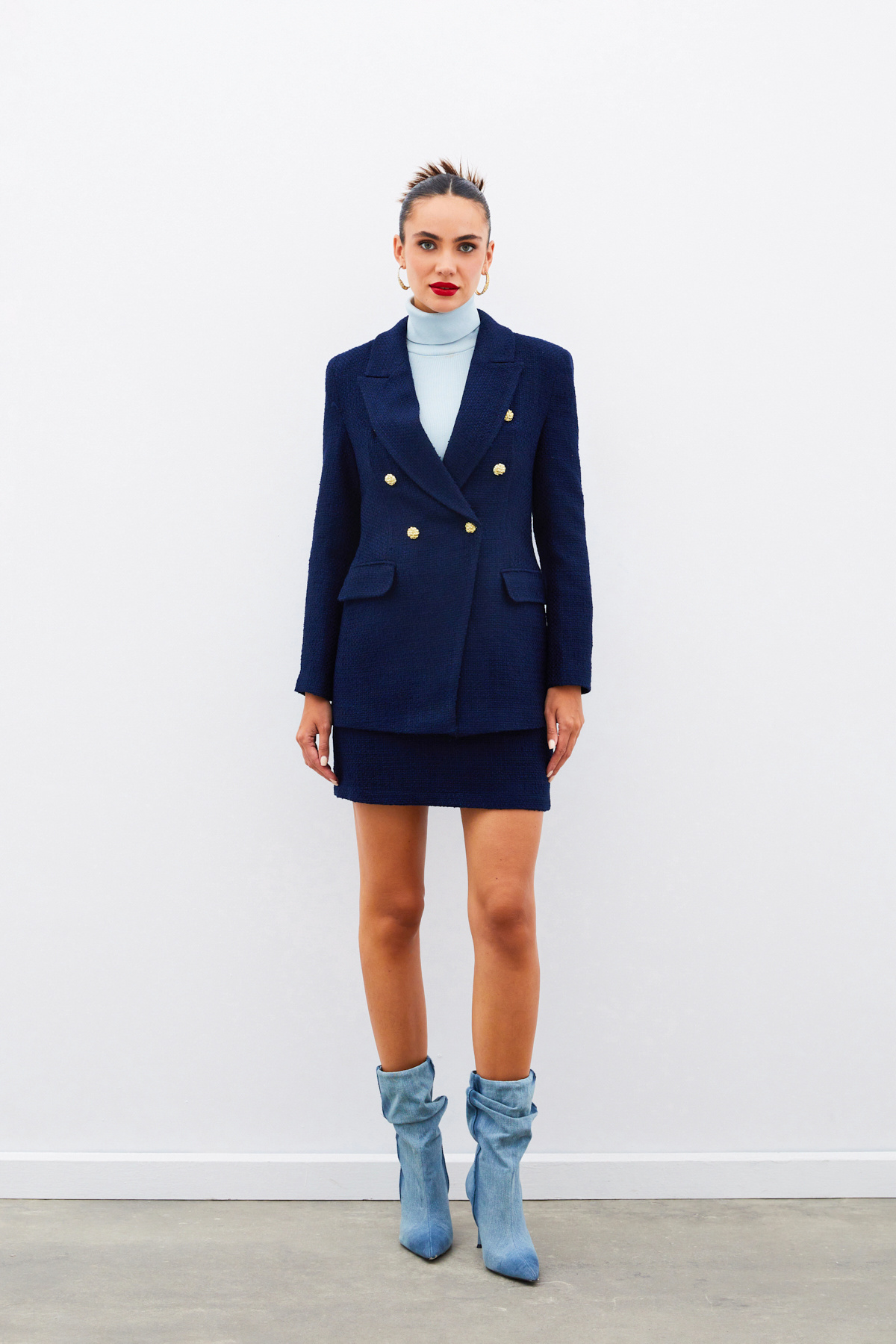 Mini Tweed Skirt - BLUE