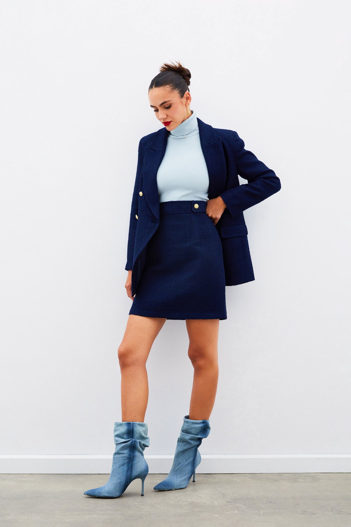 Mini Tweed Skirt - BLUE
