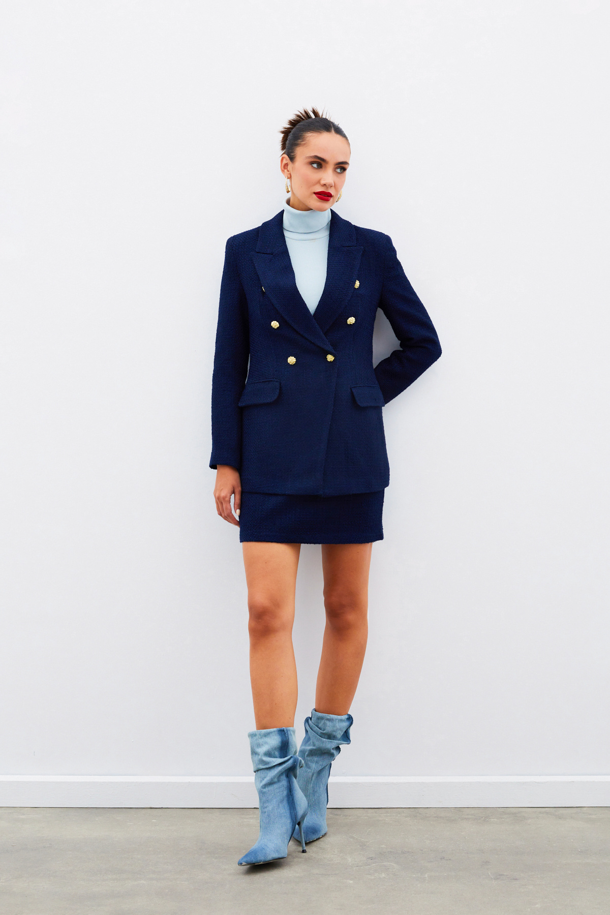Mini Tweed Skirt - BLUE