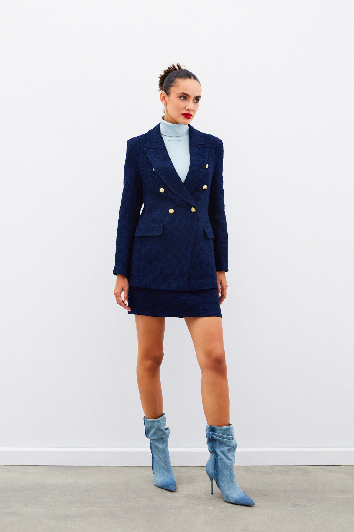 Mini Tweed Skirt - BLUE
