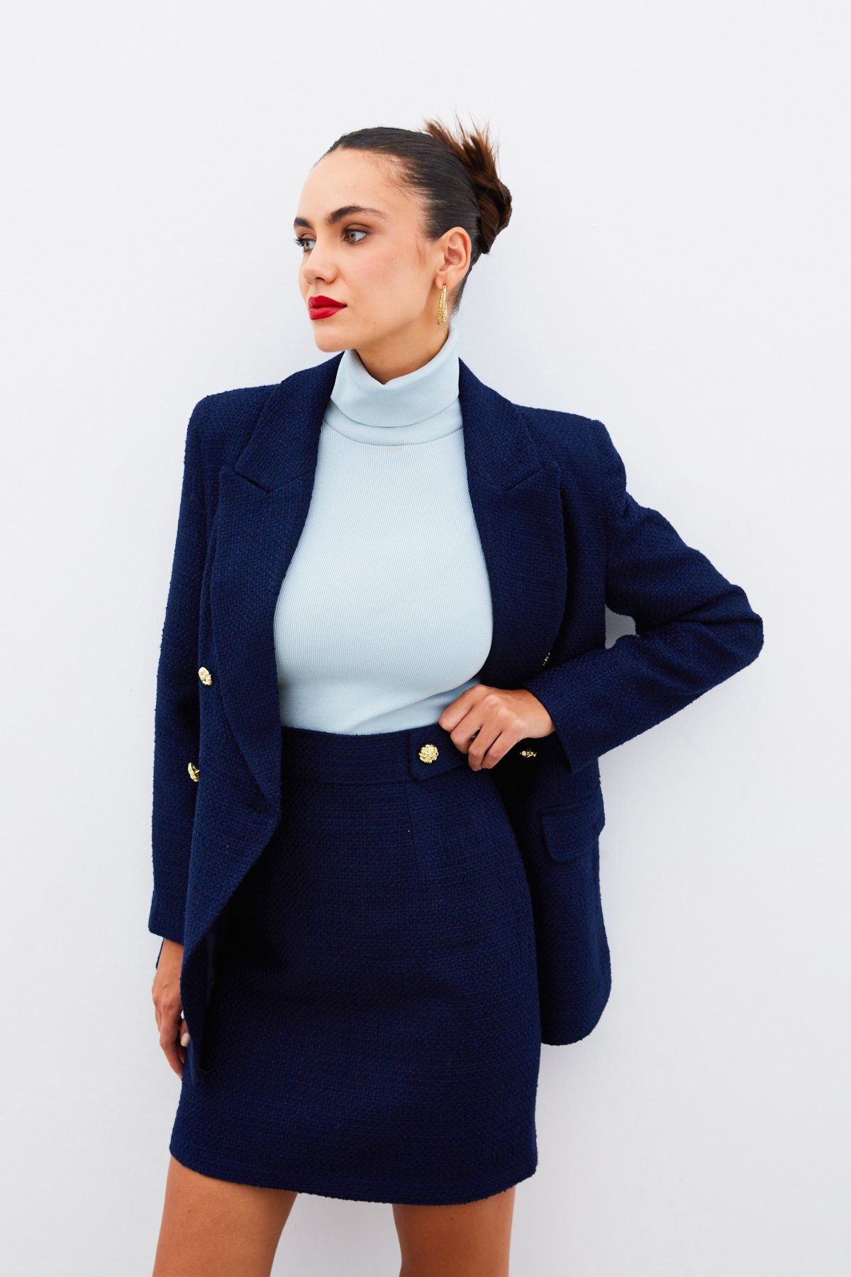 Mini Tweed Skirt - BLUE