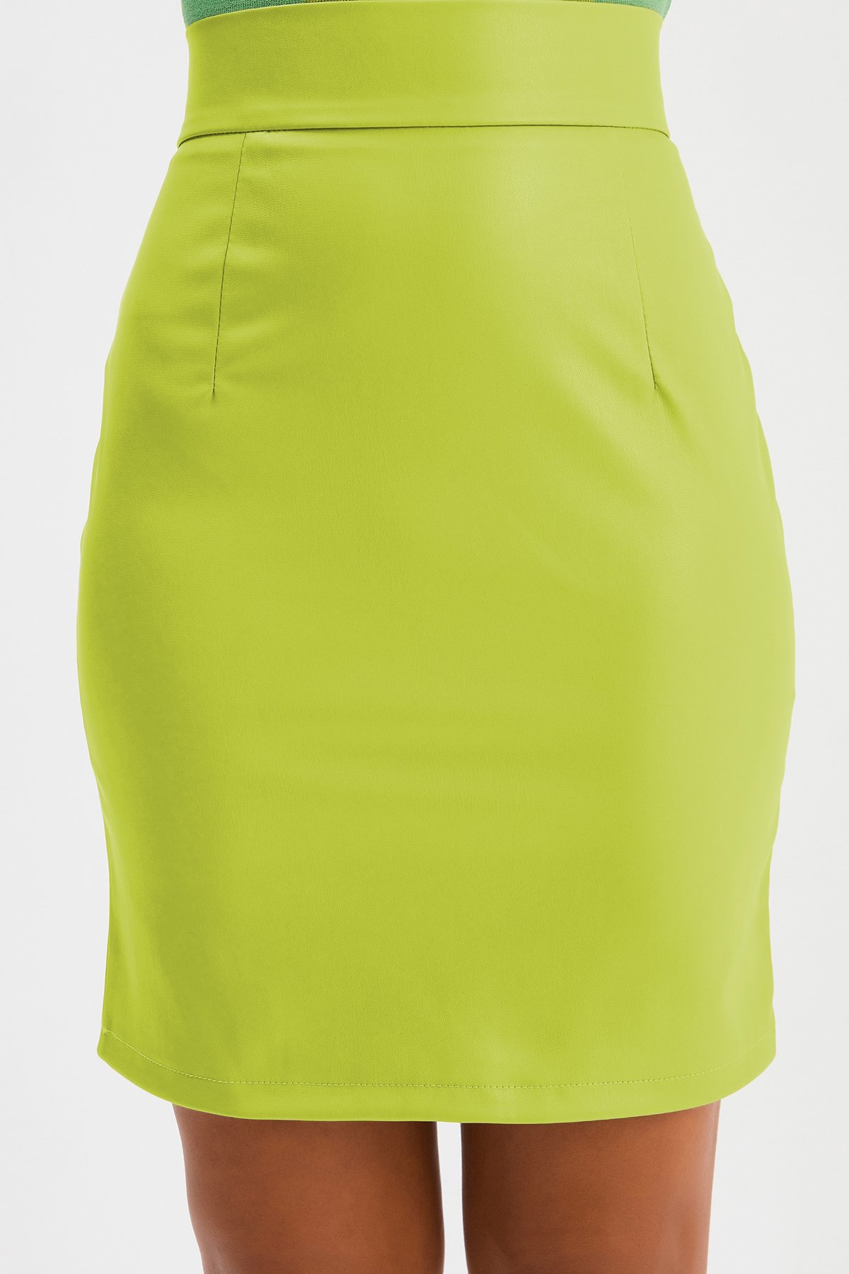 Mini Deri Etek - FISTIK YEŞİLİ