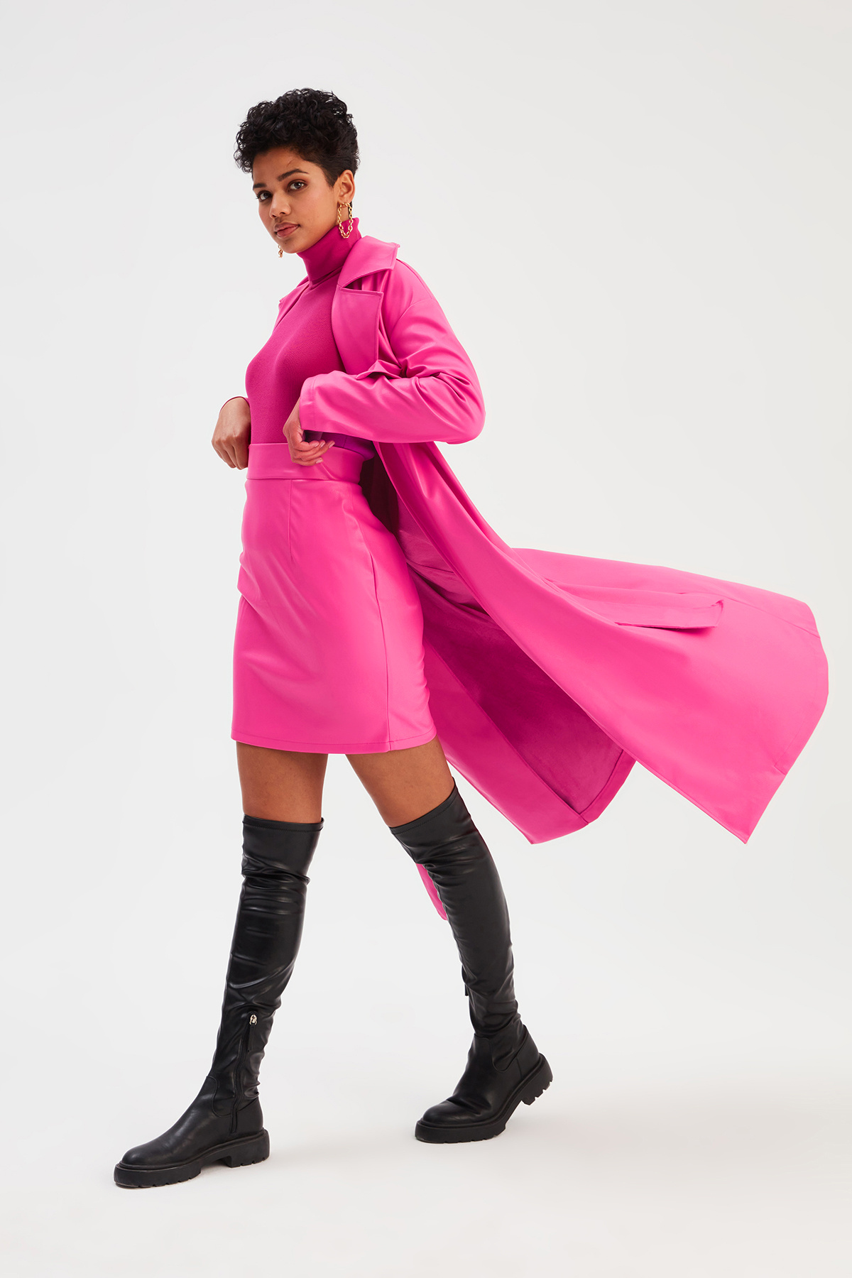 Mini Deri Etek - FUŞYA