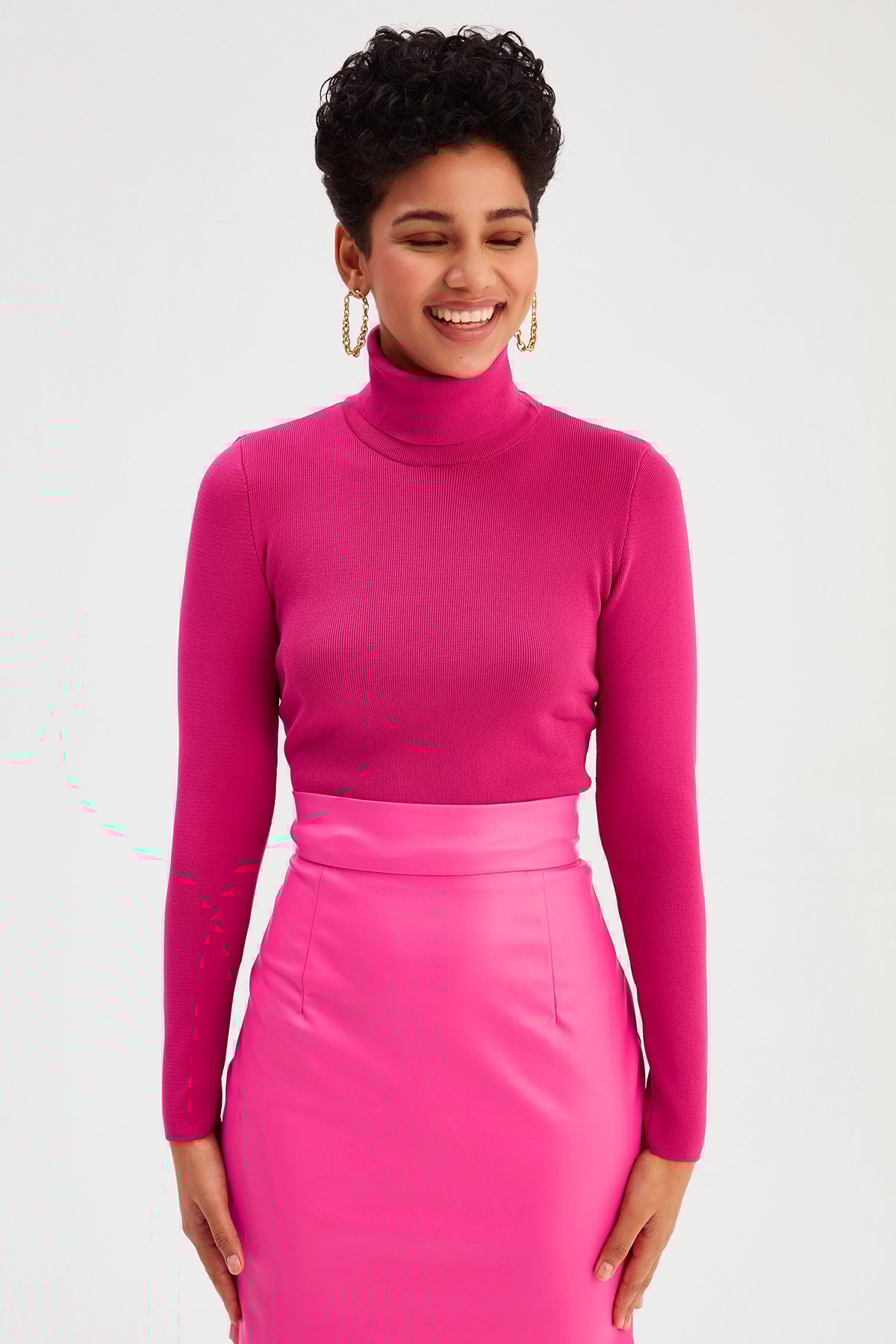 Mini Deri Etek - FUŞYA