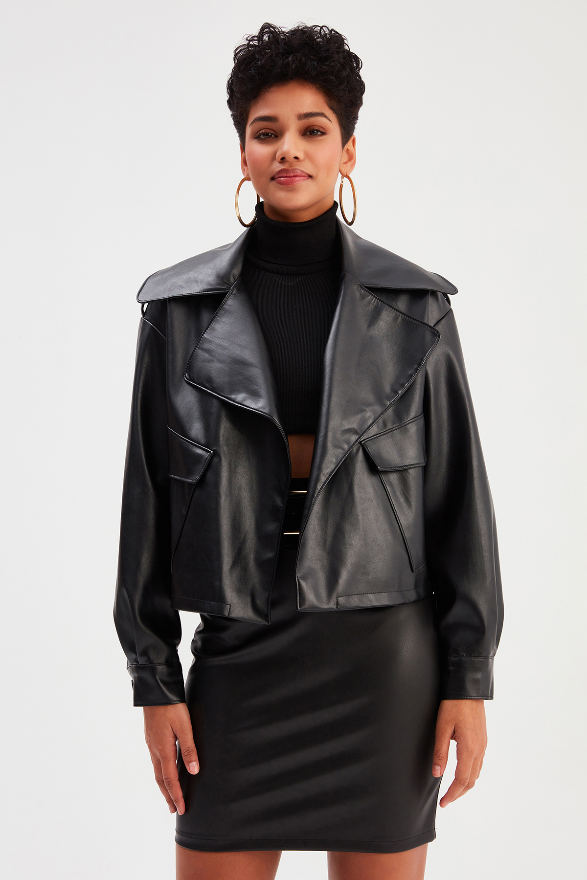 Mini Deri Etek - SİYAH