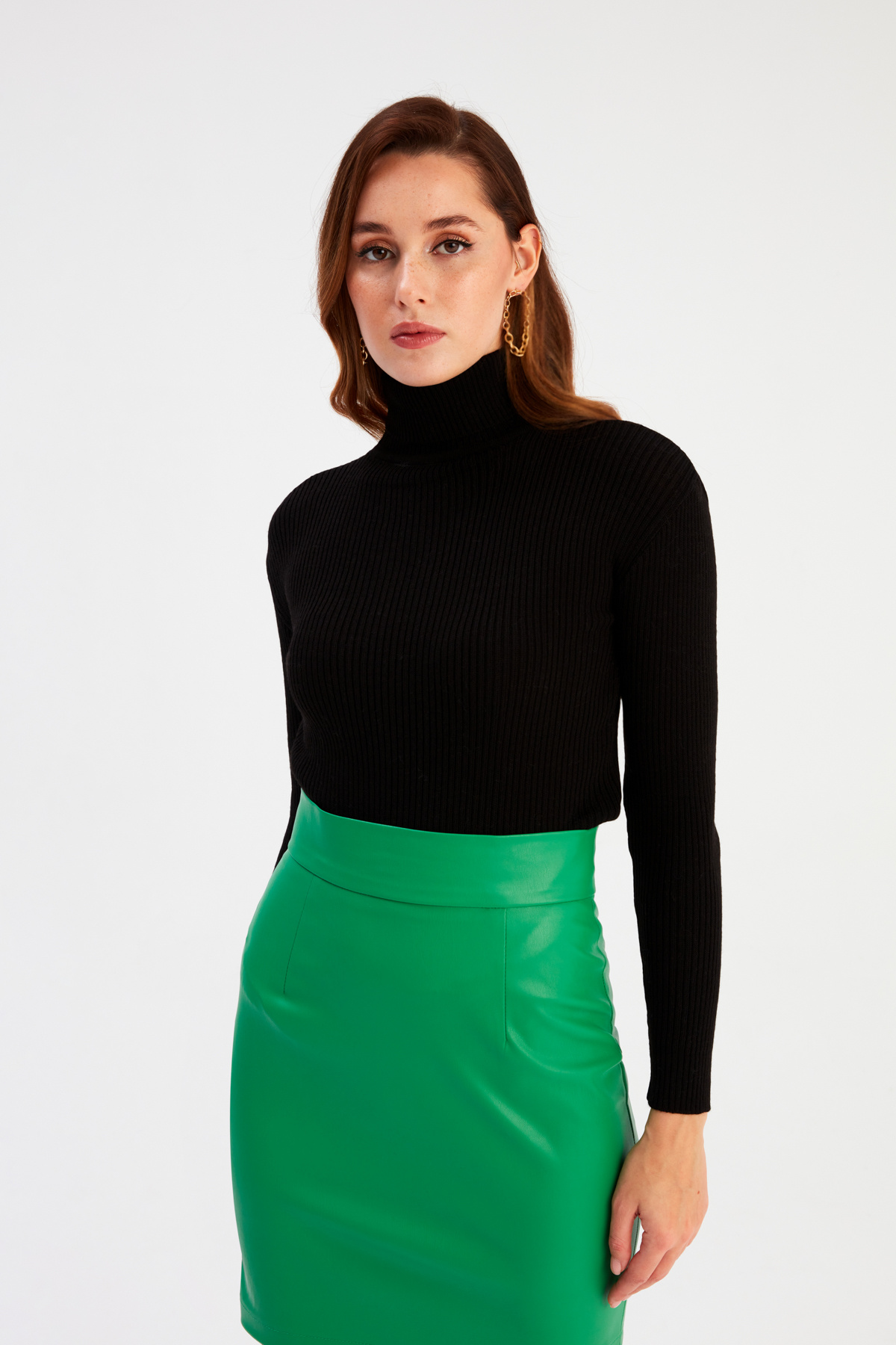 Mini Deri Etek - YEŞİL