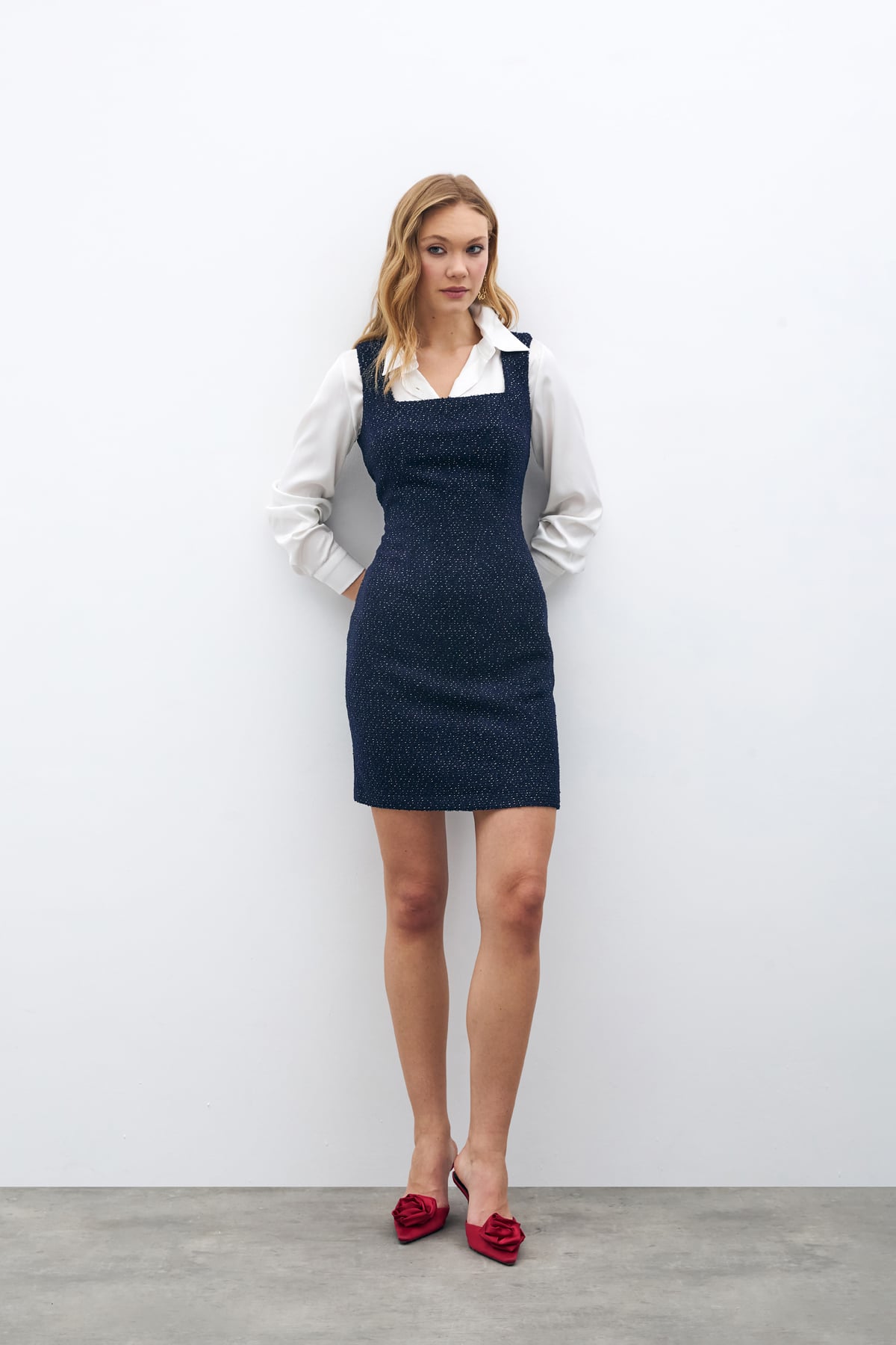 Mini Tweed Dress - Blue