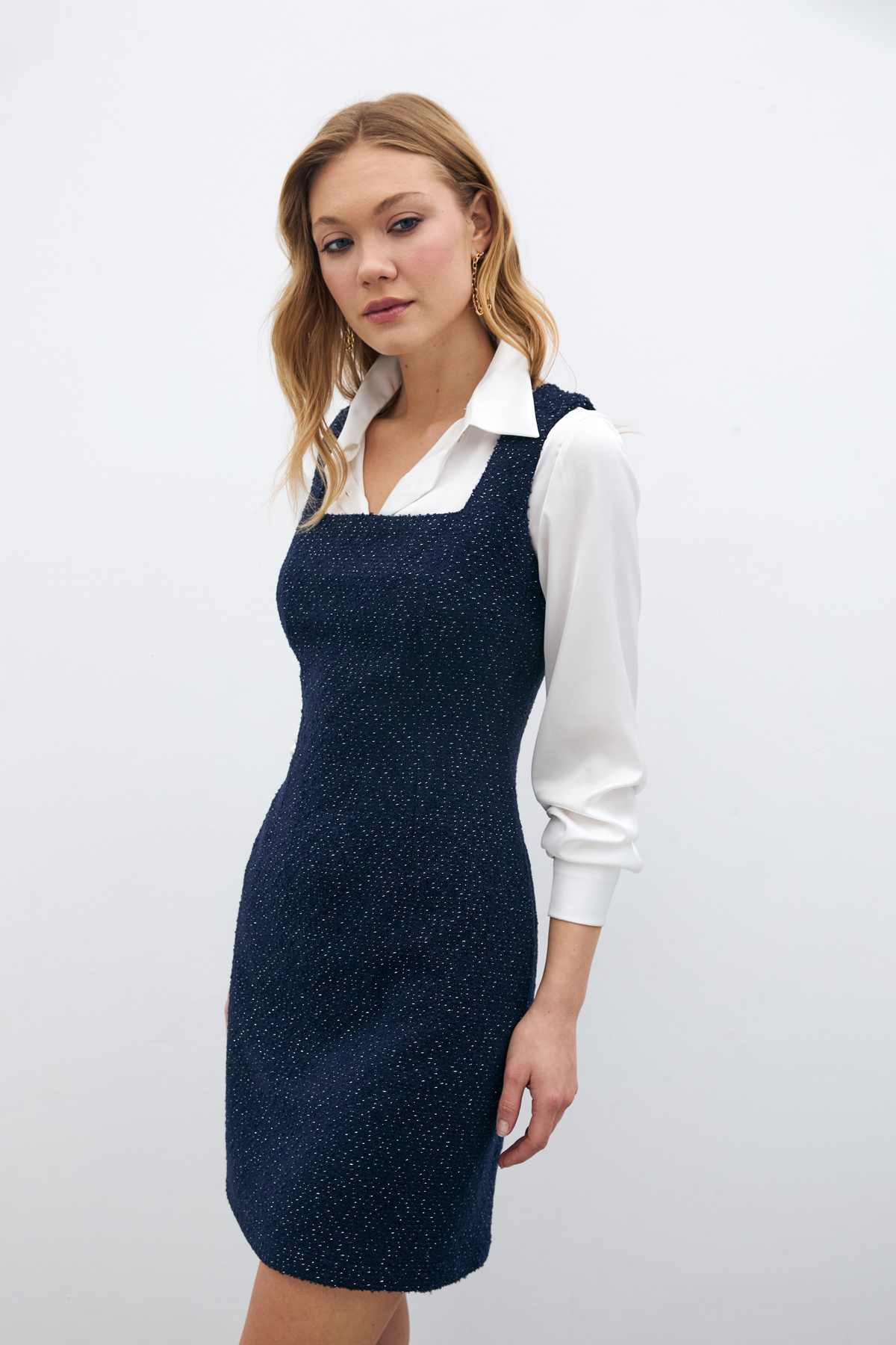 Mini Tweed Dress - Blue