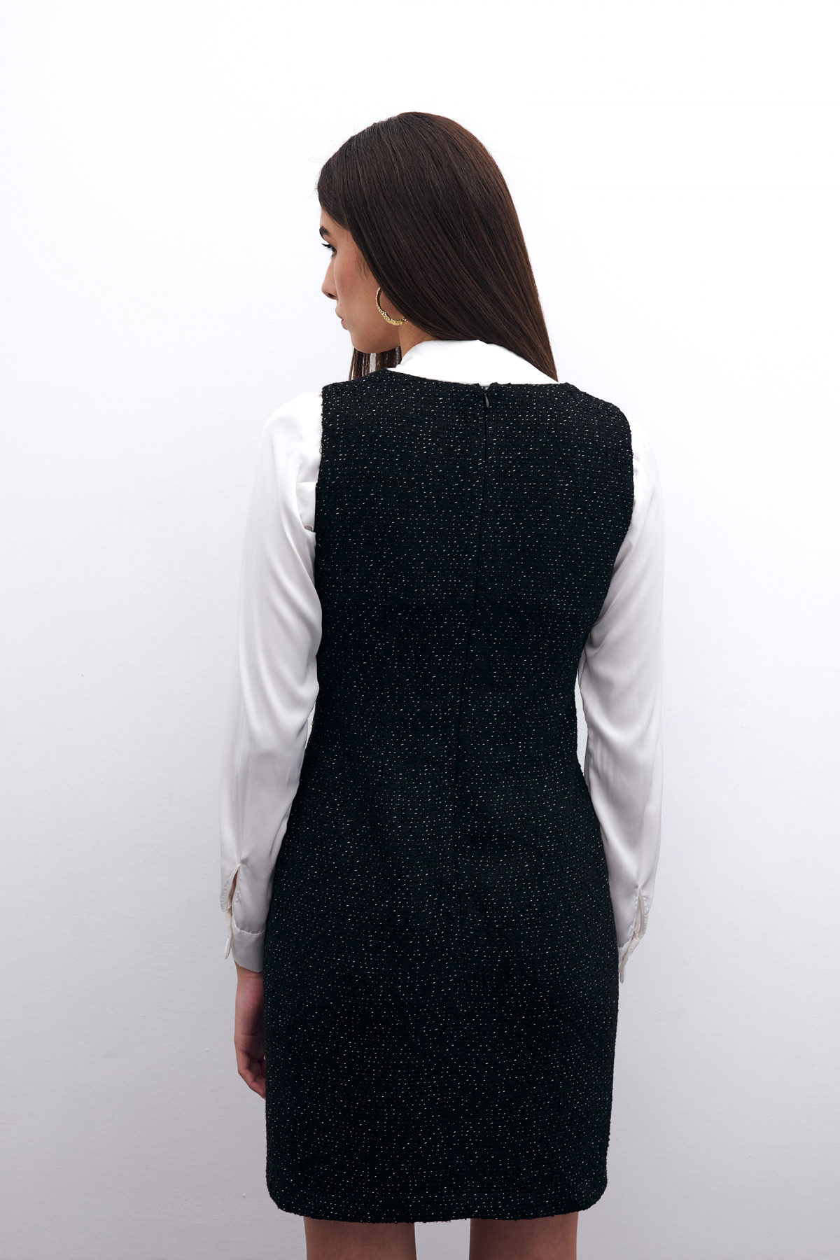 Mini Tüvit Elbise - Siyah