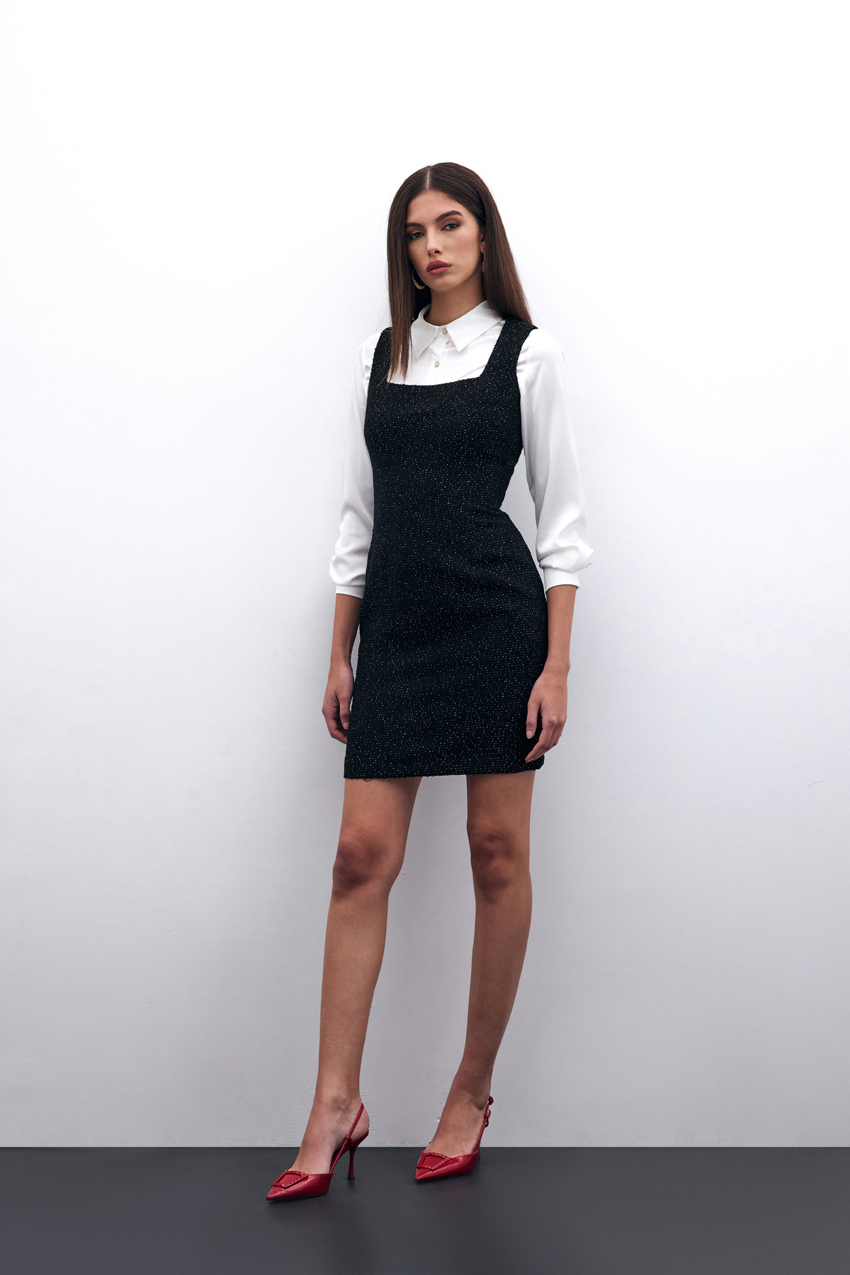 Mini Tüvit Elbise - Siyah