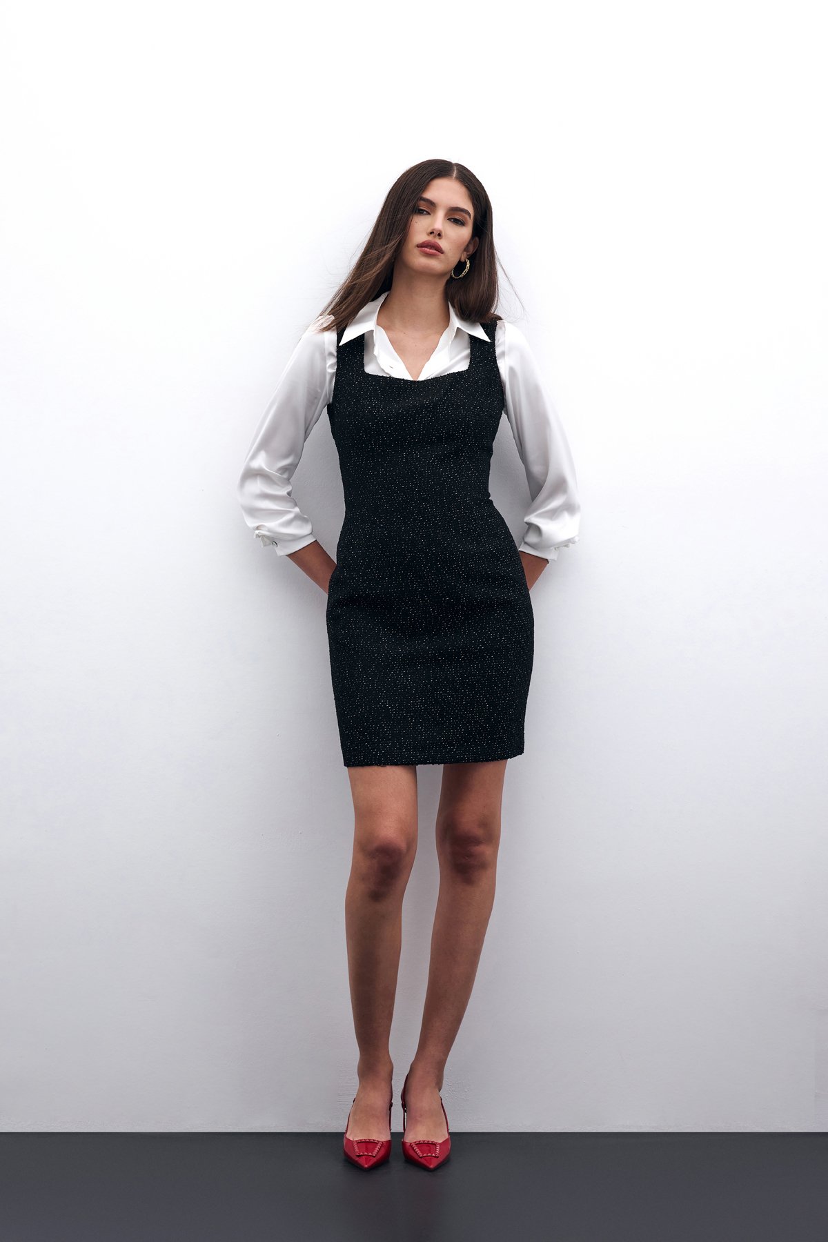 Mini Tüvit Elbise - Siyah