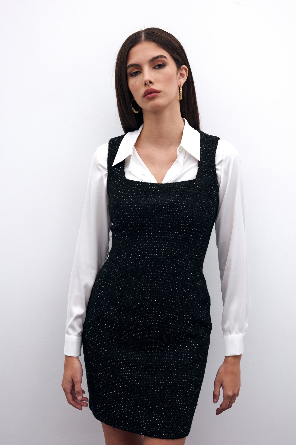 Mini Tüvit Elbise - Siyah