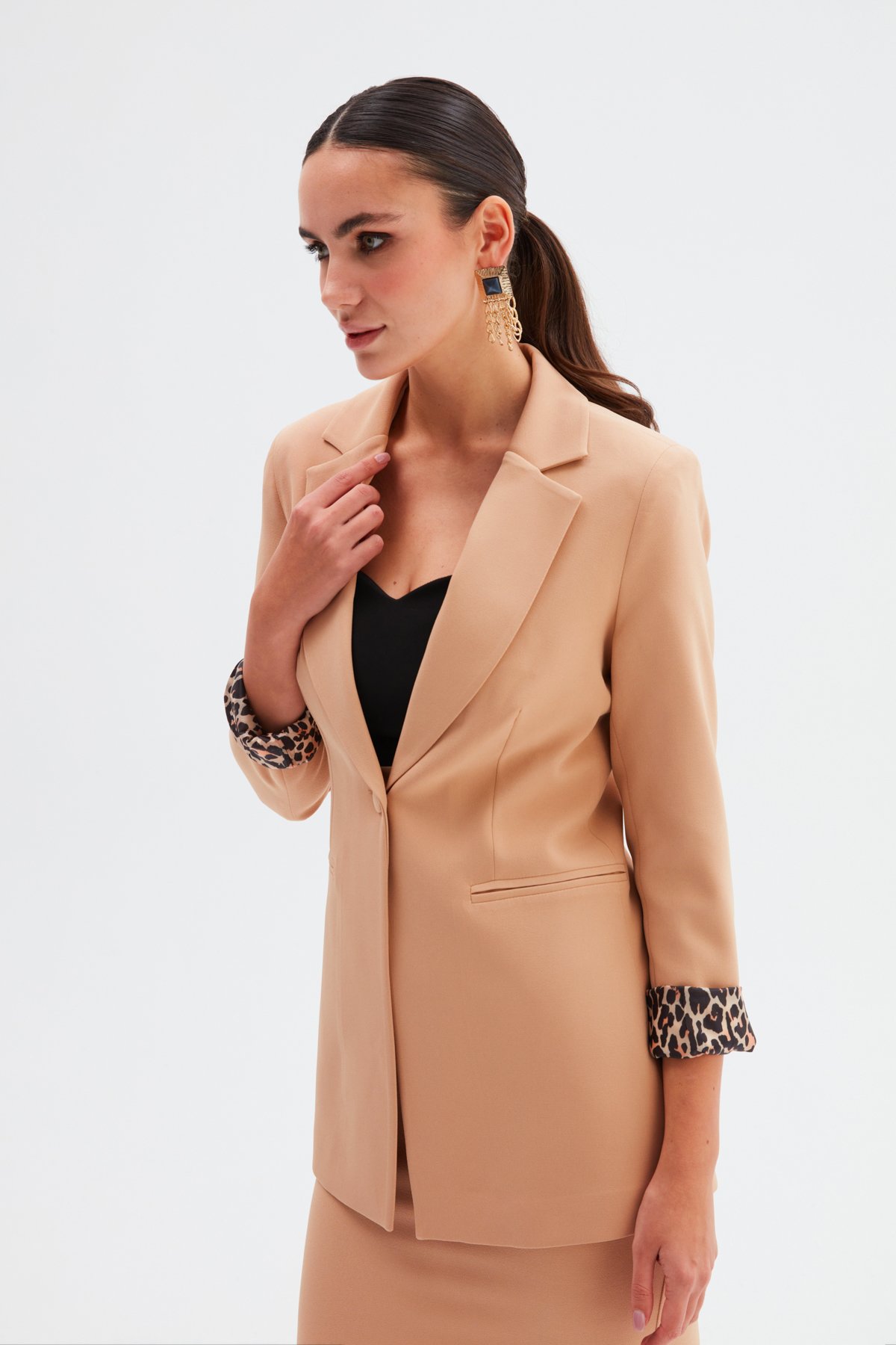 Mono Yaka Klasik Ceket - AÇIK CAMEL