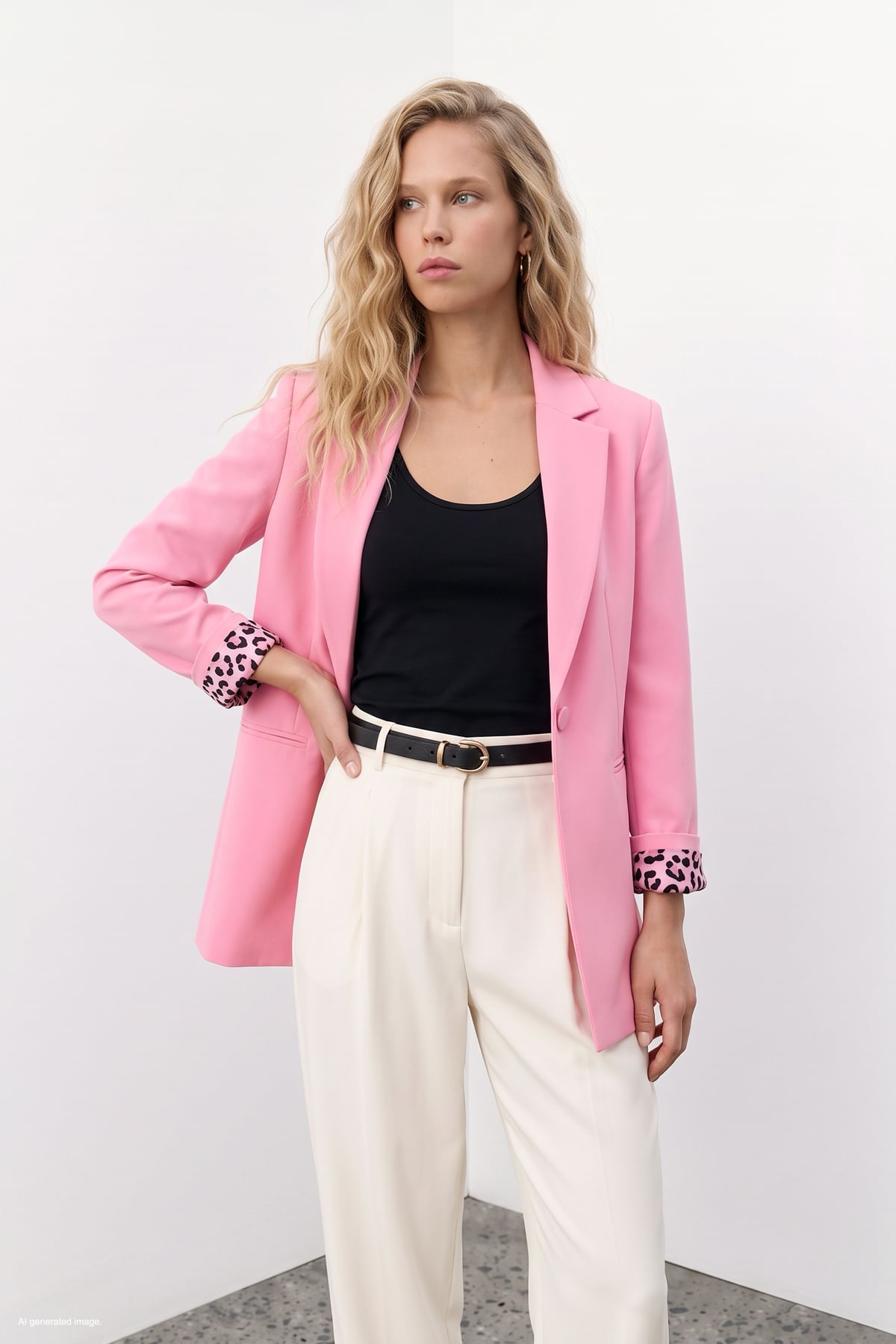 Mono collar classic jacket - Lıght pınk