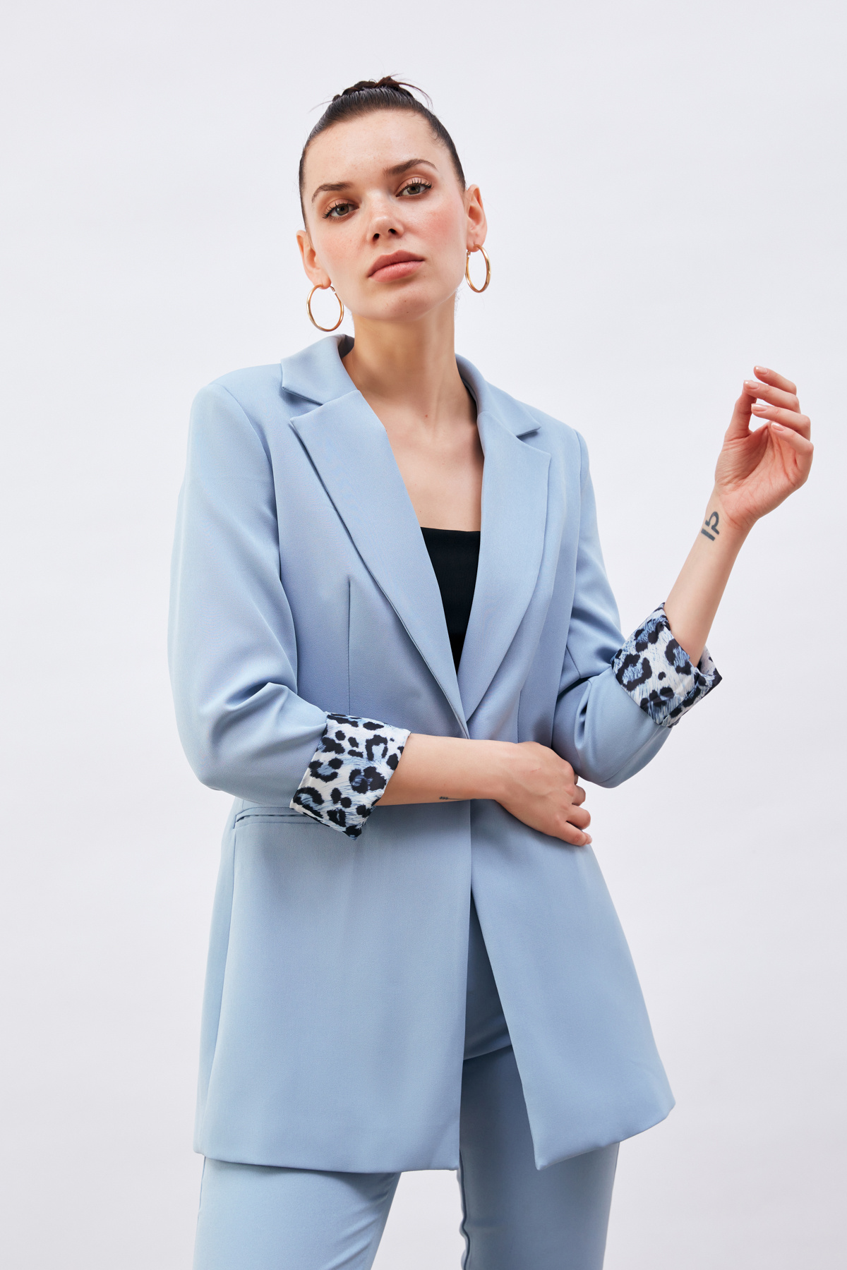 Mono Yaka Klasik Ceket - BEBE MAVİ