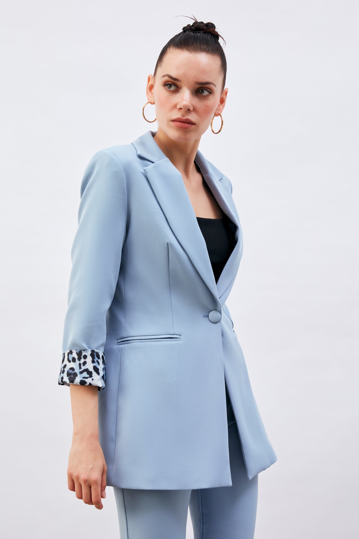 Mono Yaka Klasik Ceket - BEBE MAVİ