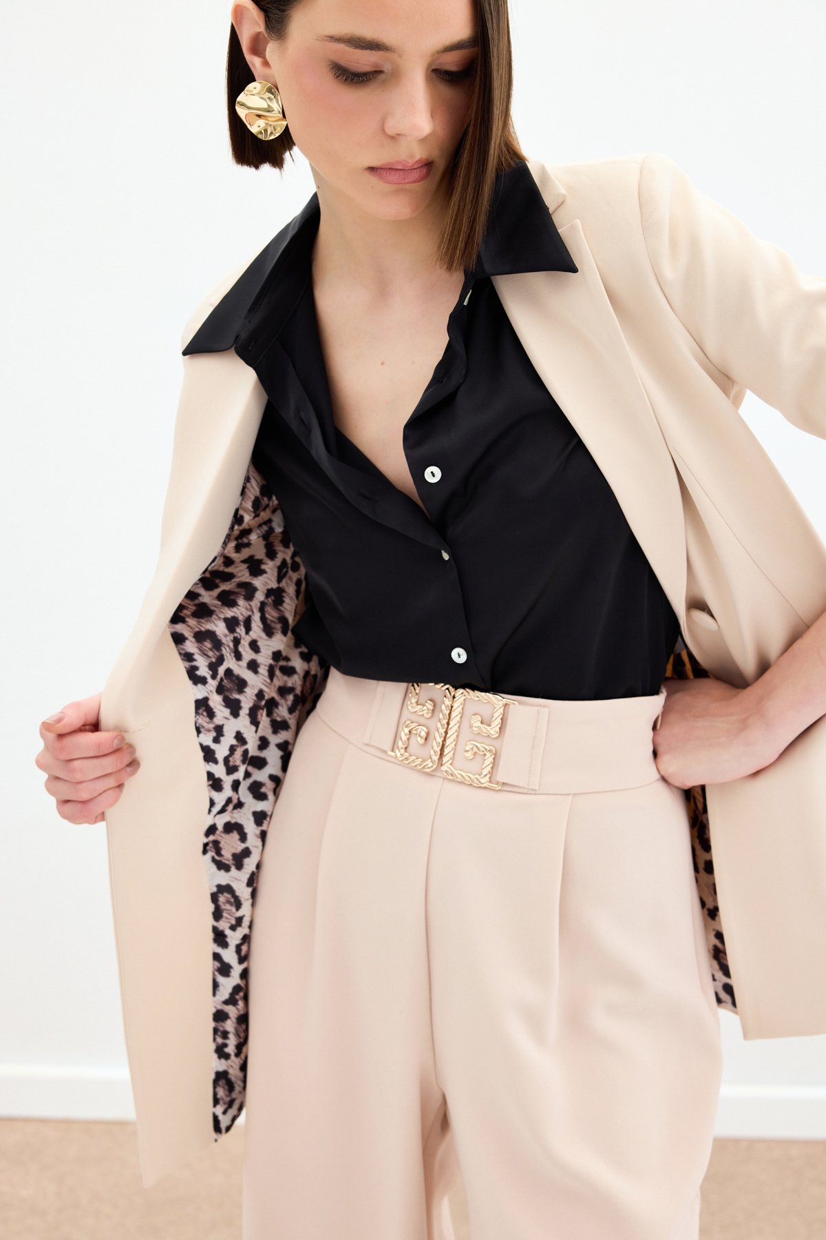 Mono Yaka Klasik Ceket - Bej