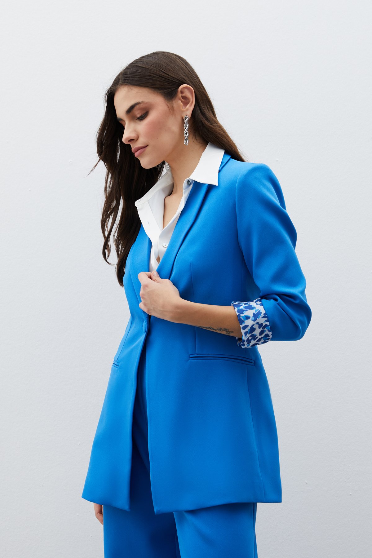 Mono Yaka Klasik Ceket - İNDİGO