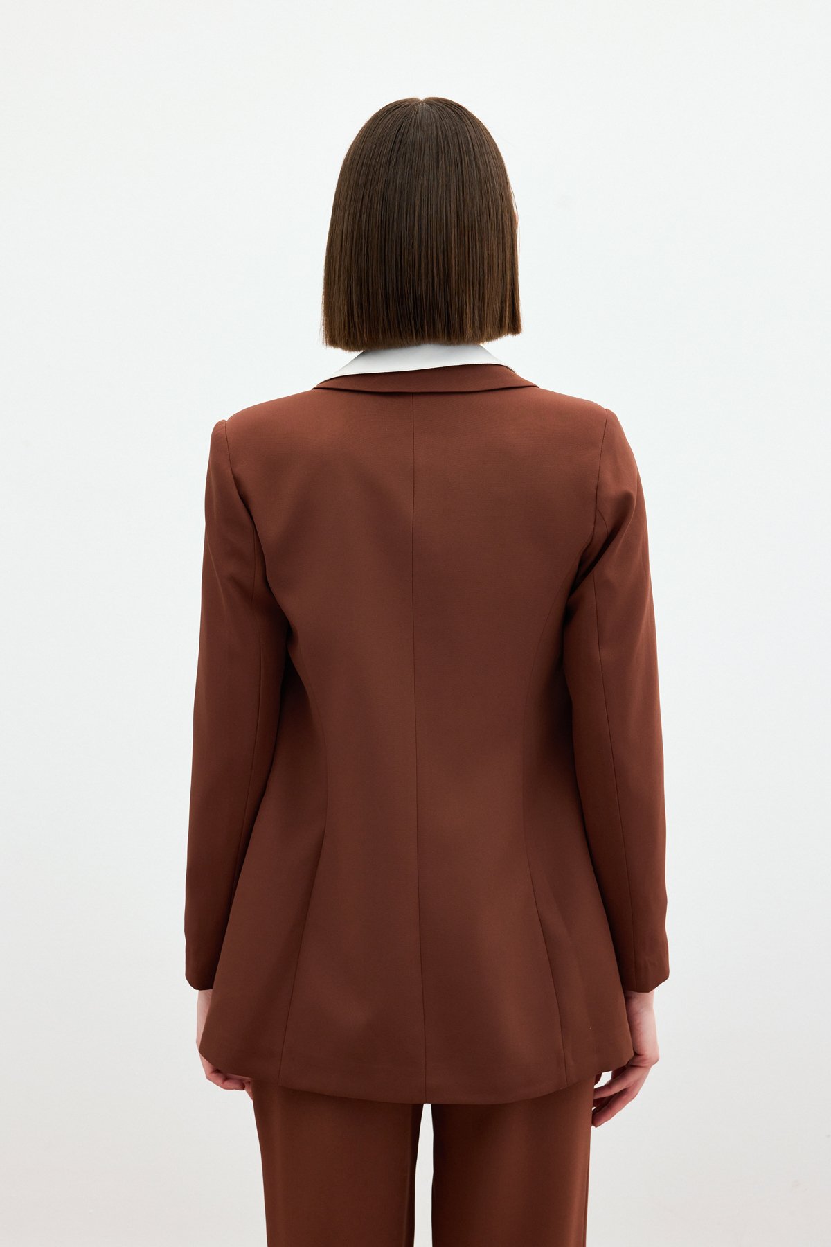 Mono Yaka Klasik Ceket - Kahve