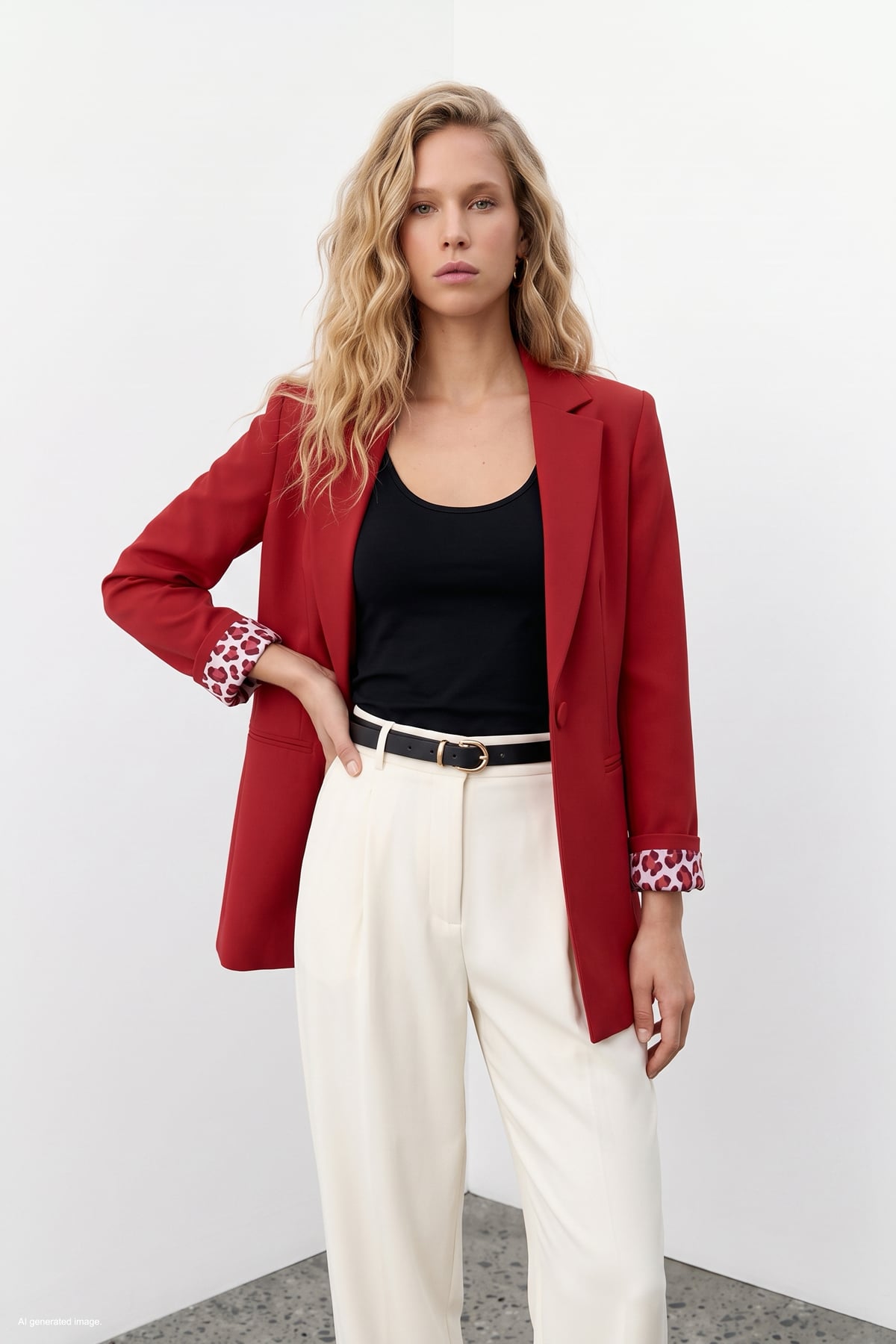 Mono collar classic jacket - Red