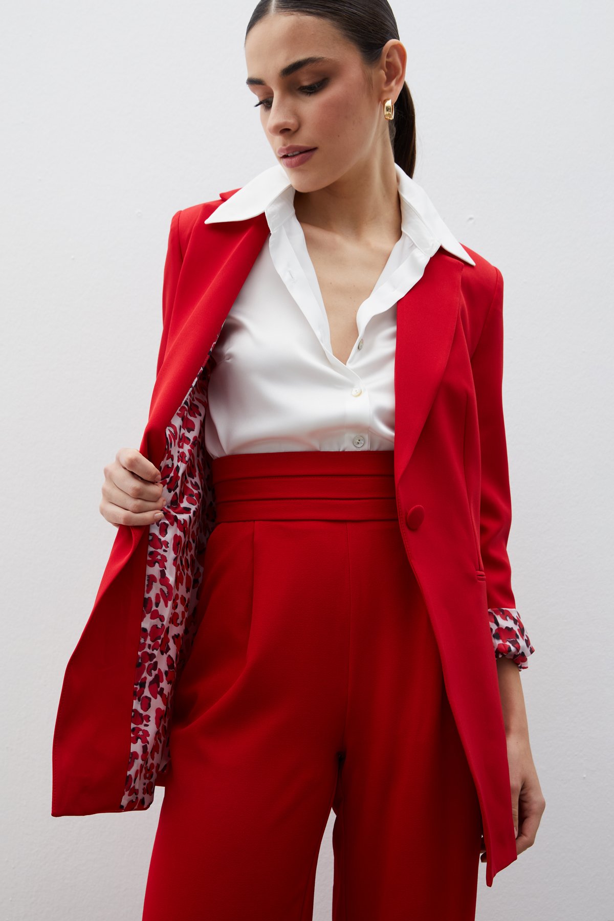 Mono Yaka Klasik Ceket - KIRMIZI