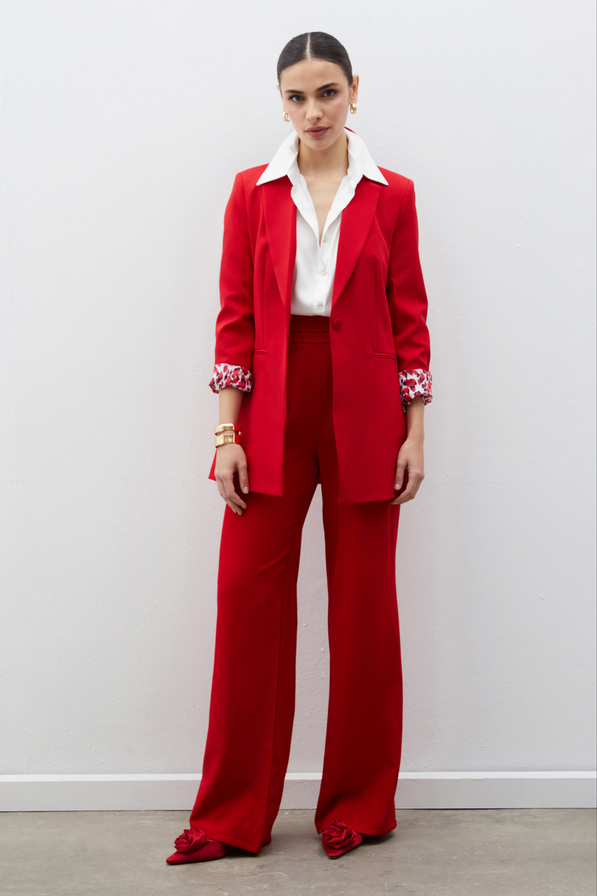 Mono Yaka Klasik Ceket - KIRMIZI