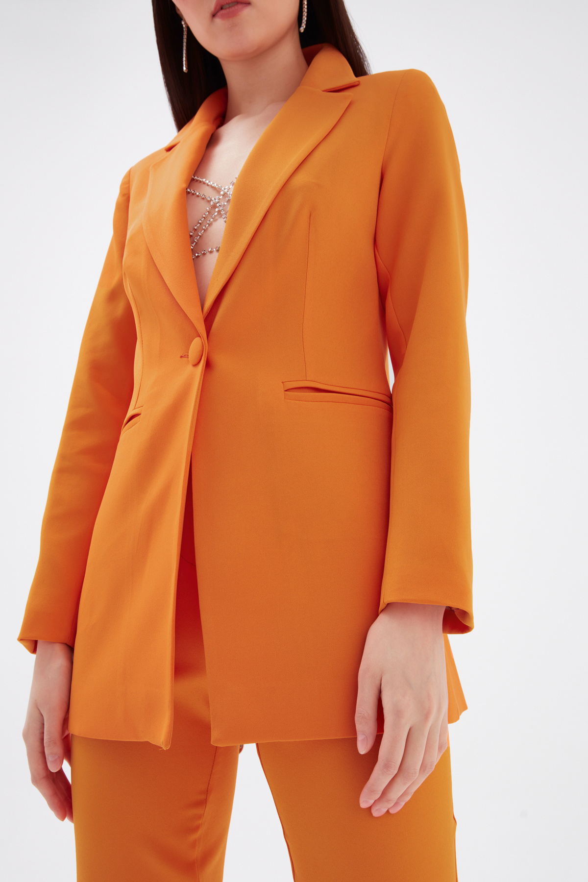 Mono yaka klasik ceket - ORANJ