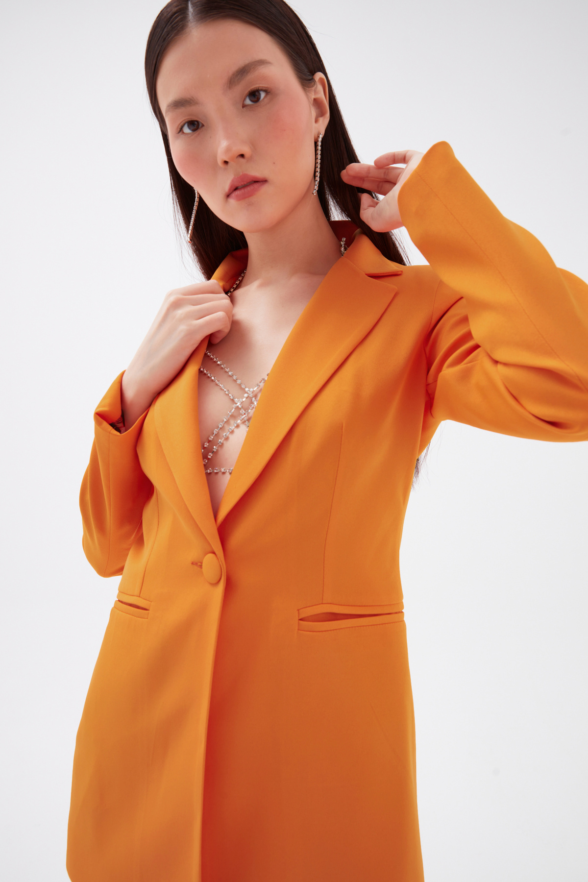 Mono yaka klasik ceket - ORANJ