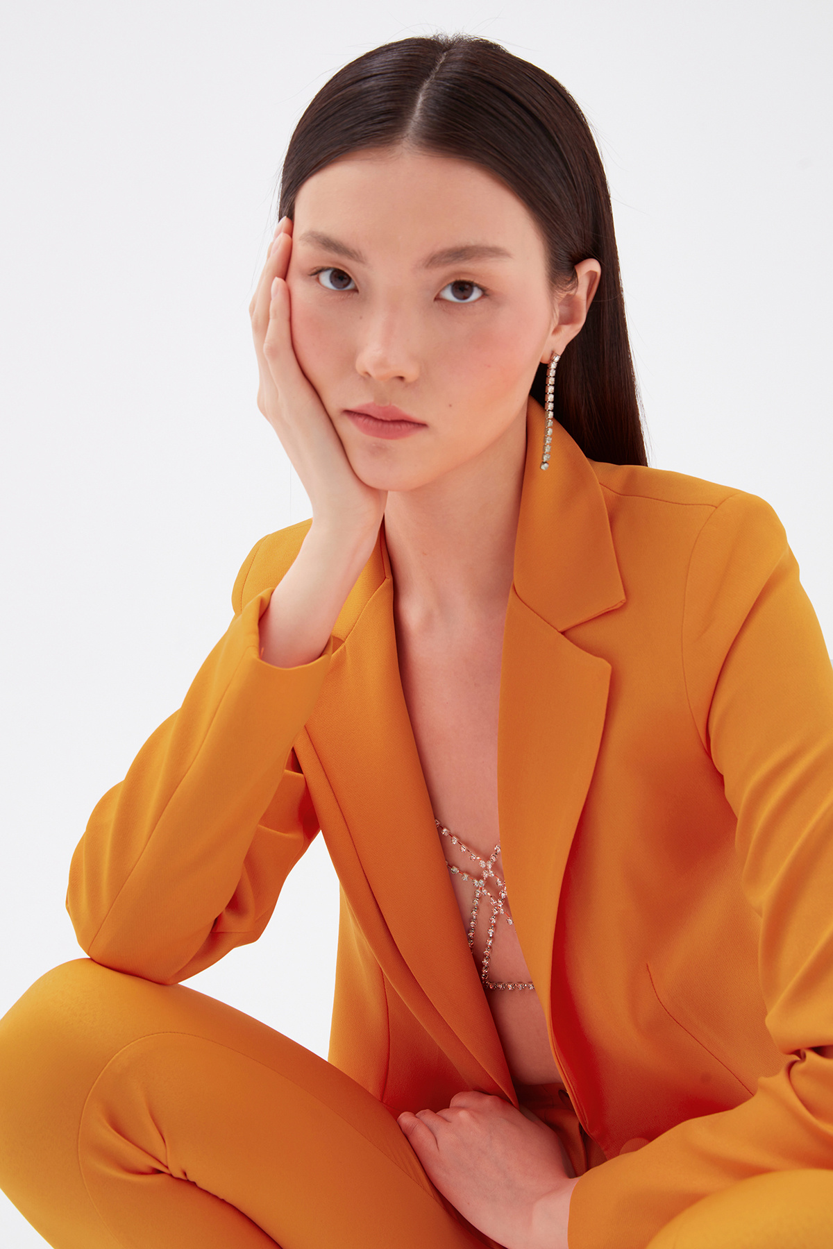 Mono yaka klasik ceket - ORANJ