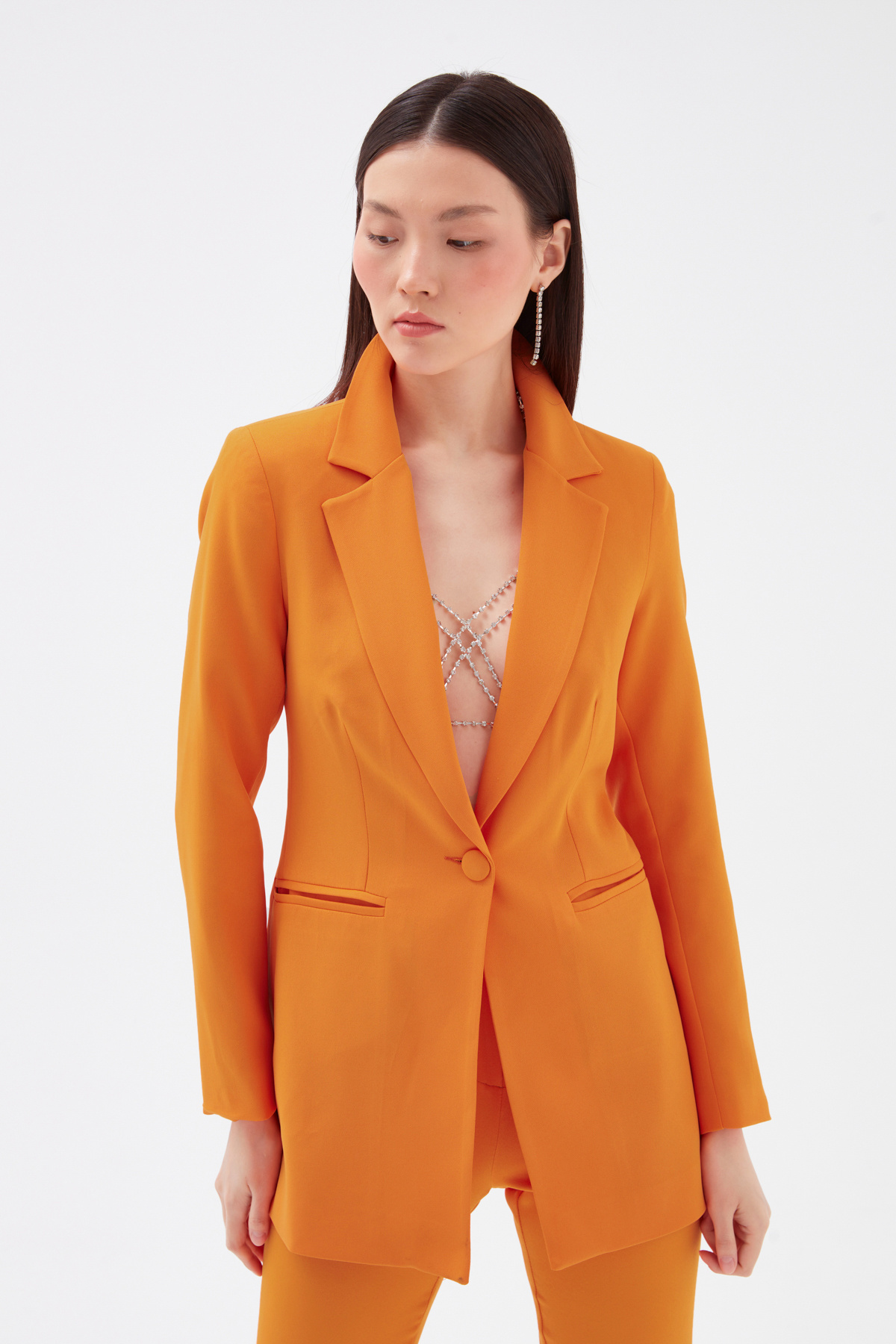 Mono yaka klasik ceket - ORANJ