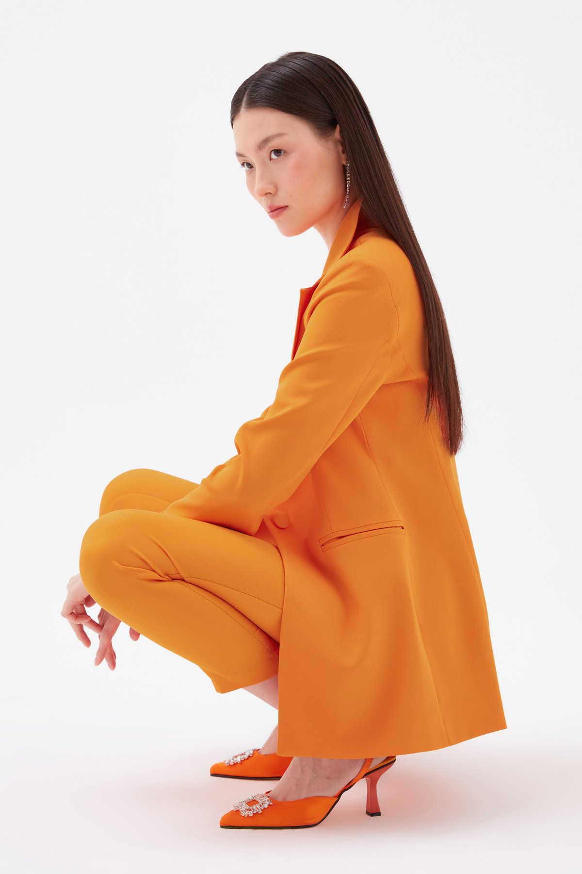 Mono yaka klasik ceket - ORANJ