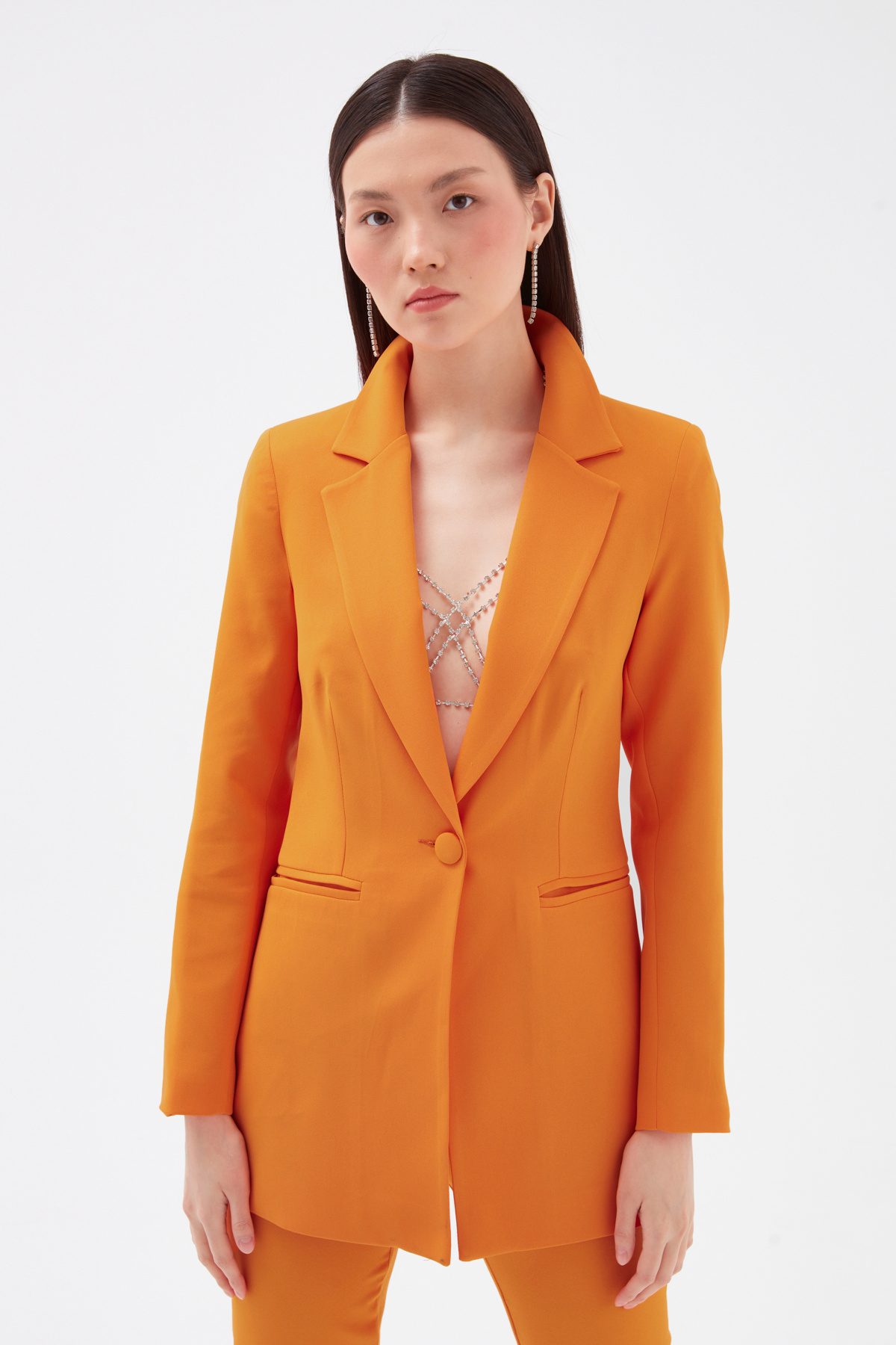 Mono yaka klasik ceket - ORANJ