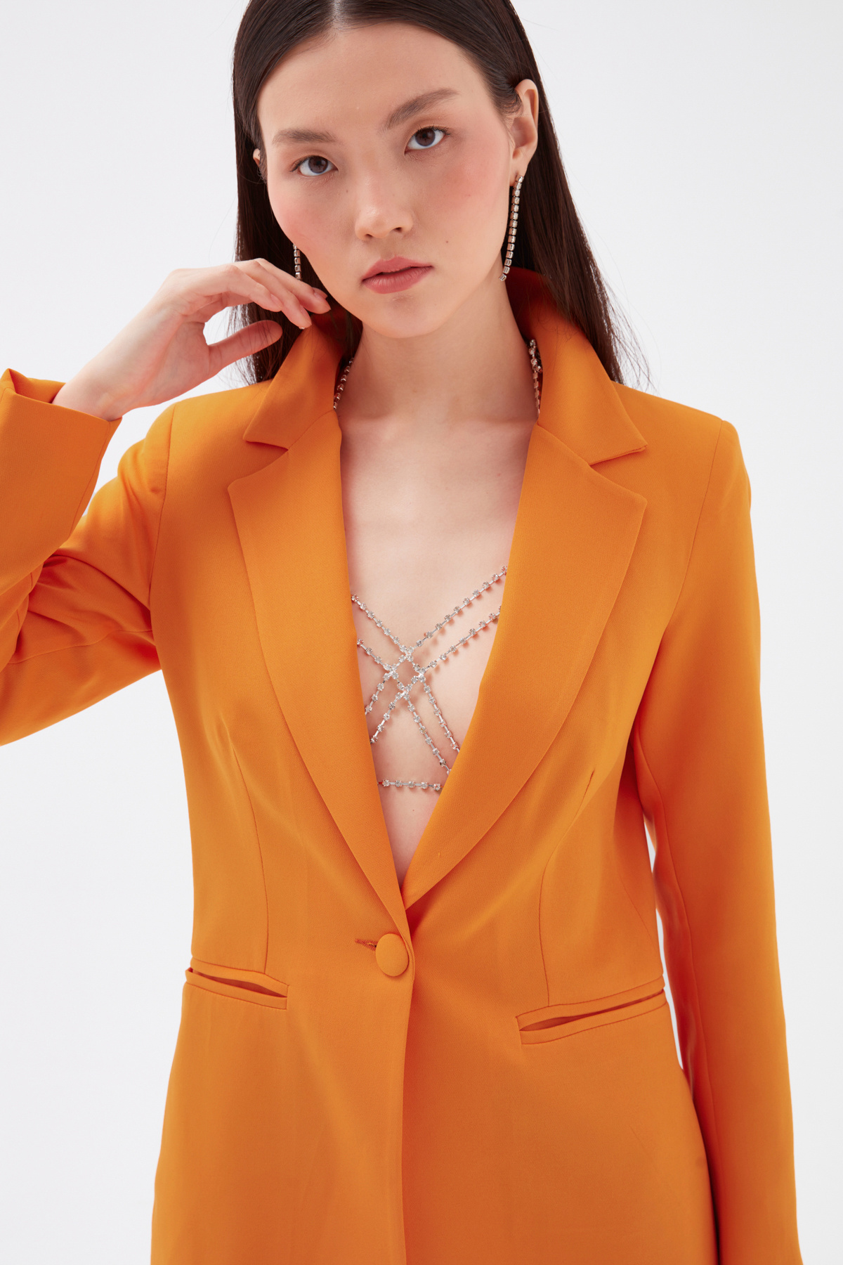 Mono yaka klasik ceket - ORANJ