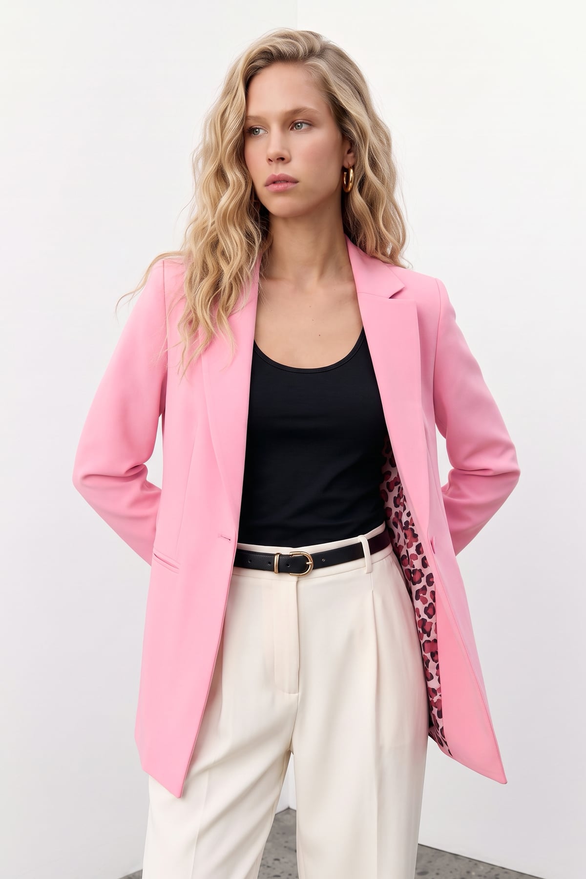 Mono Yaka Klasik Ceket - Pembe