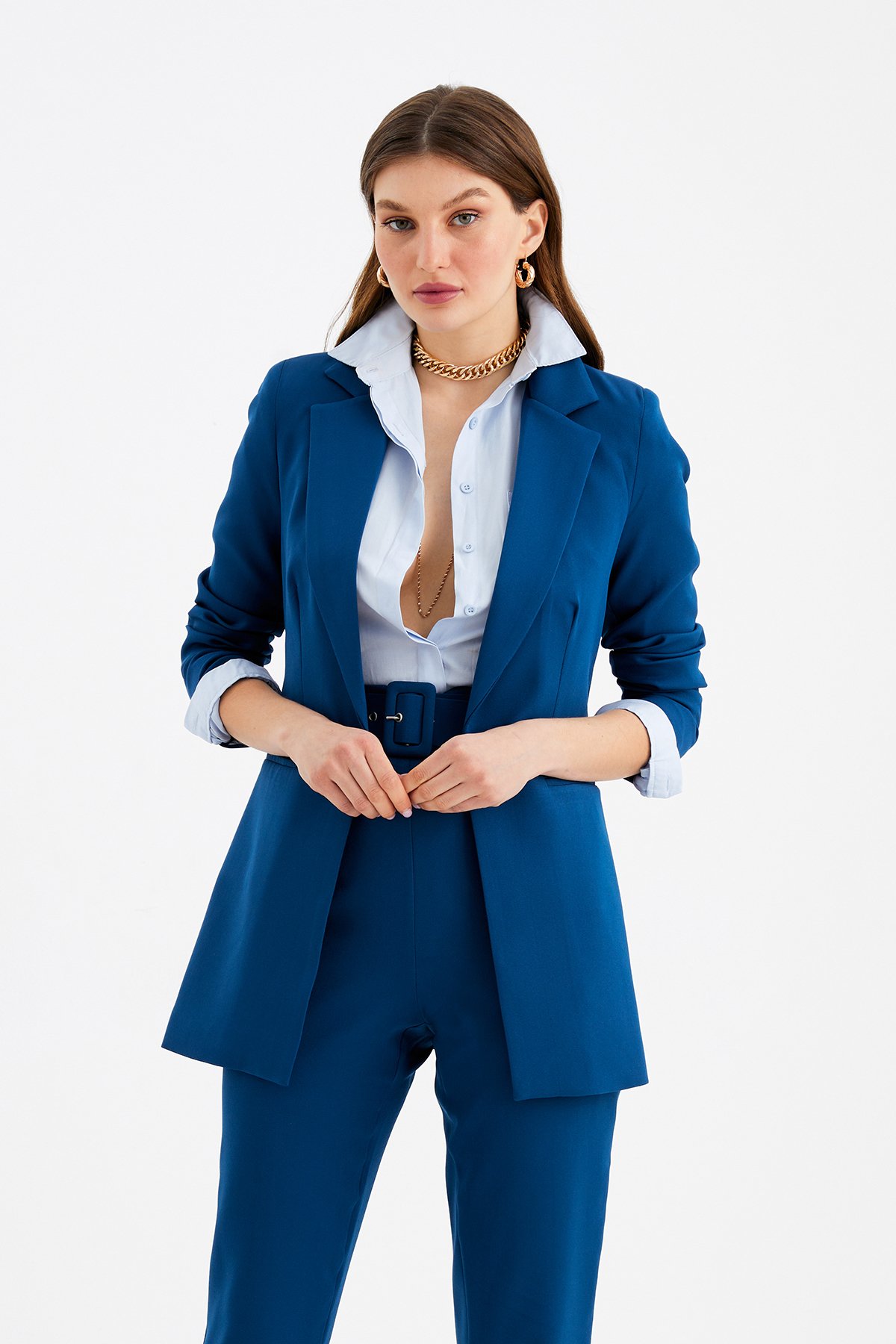 Mono yaka klasik ceket - PETROL