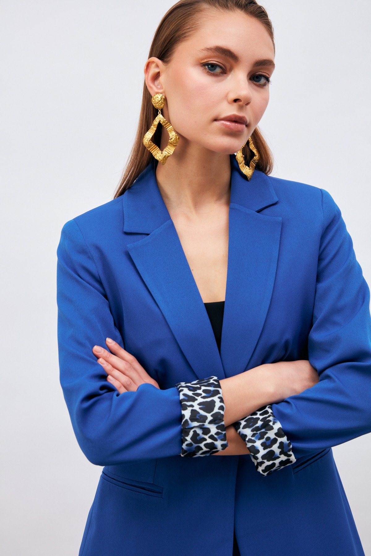 Mono Yaka Klasik Ceket - SAX MAVİ