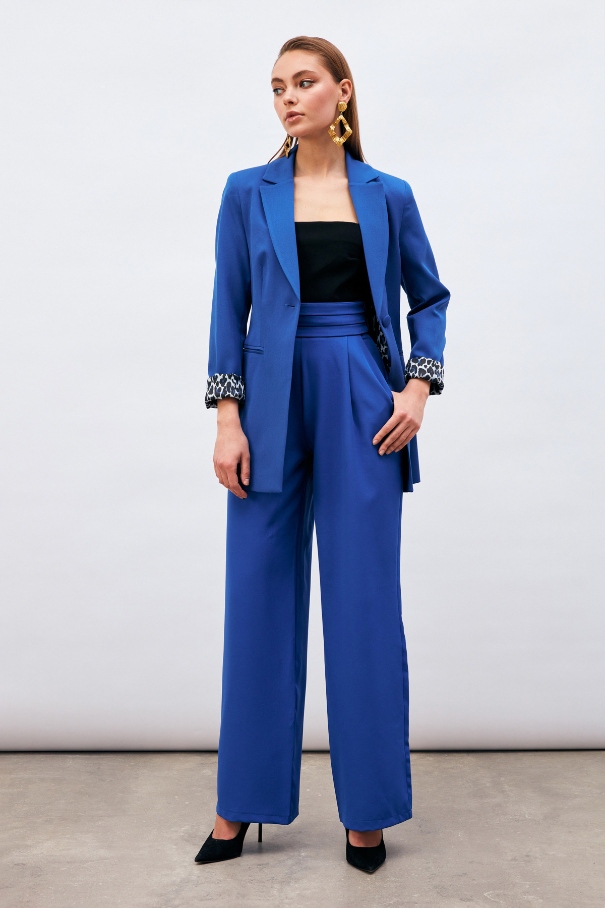 Mono Yaka Klasik Ceket - SAX MAVİ