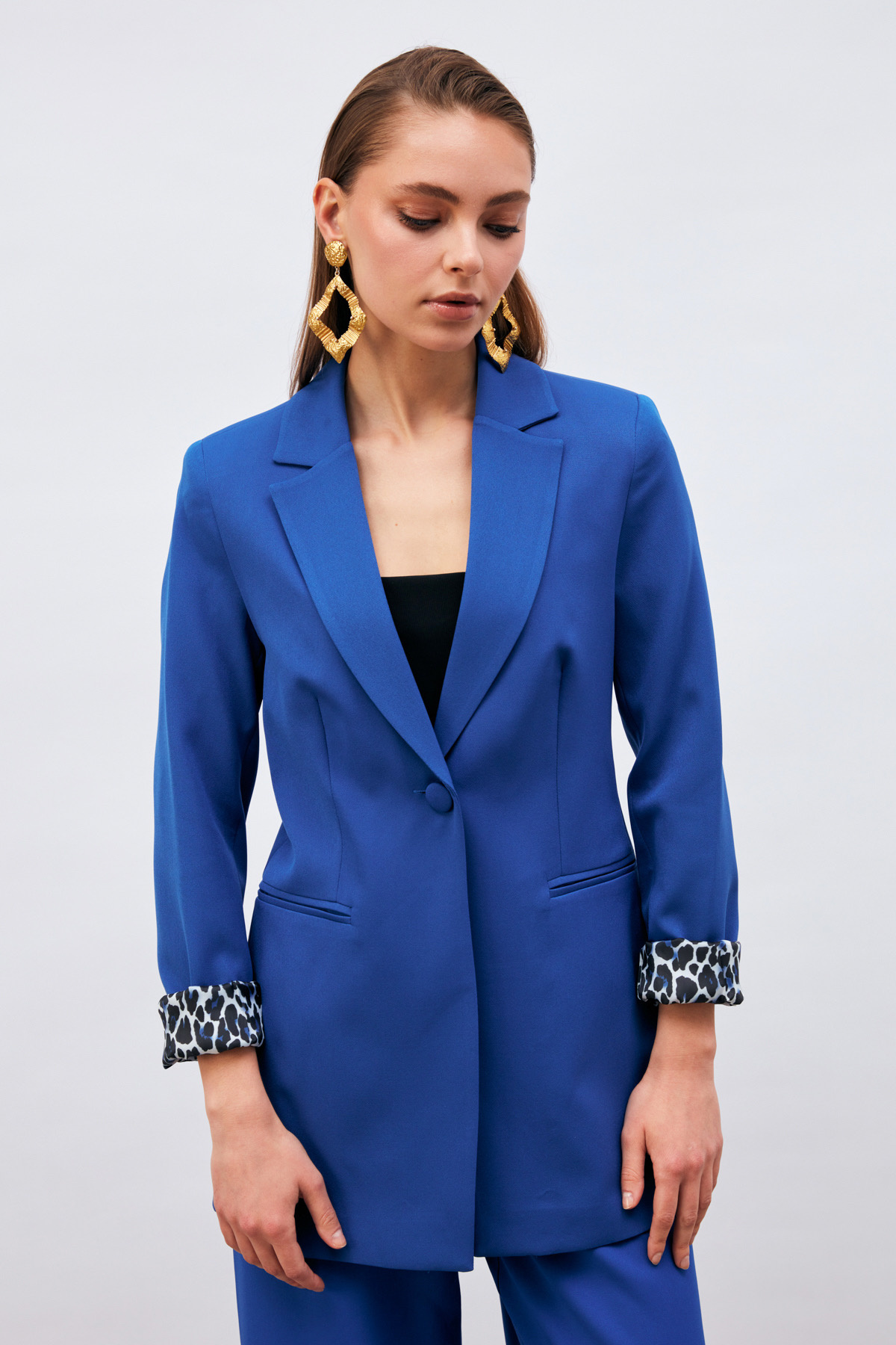 Mono Yaka Klasik Ceket - SAX MAVİ