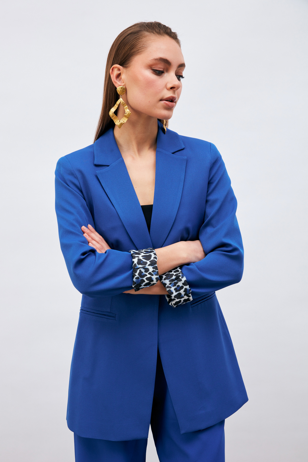 Mono Yaka Klasik Ceket - SAX MAVİ