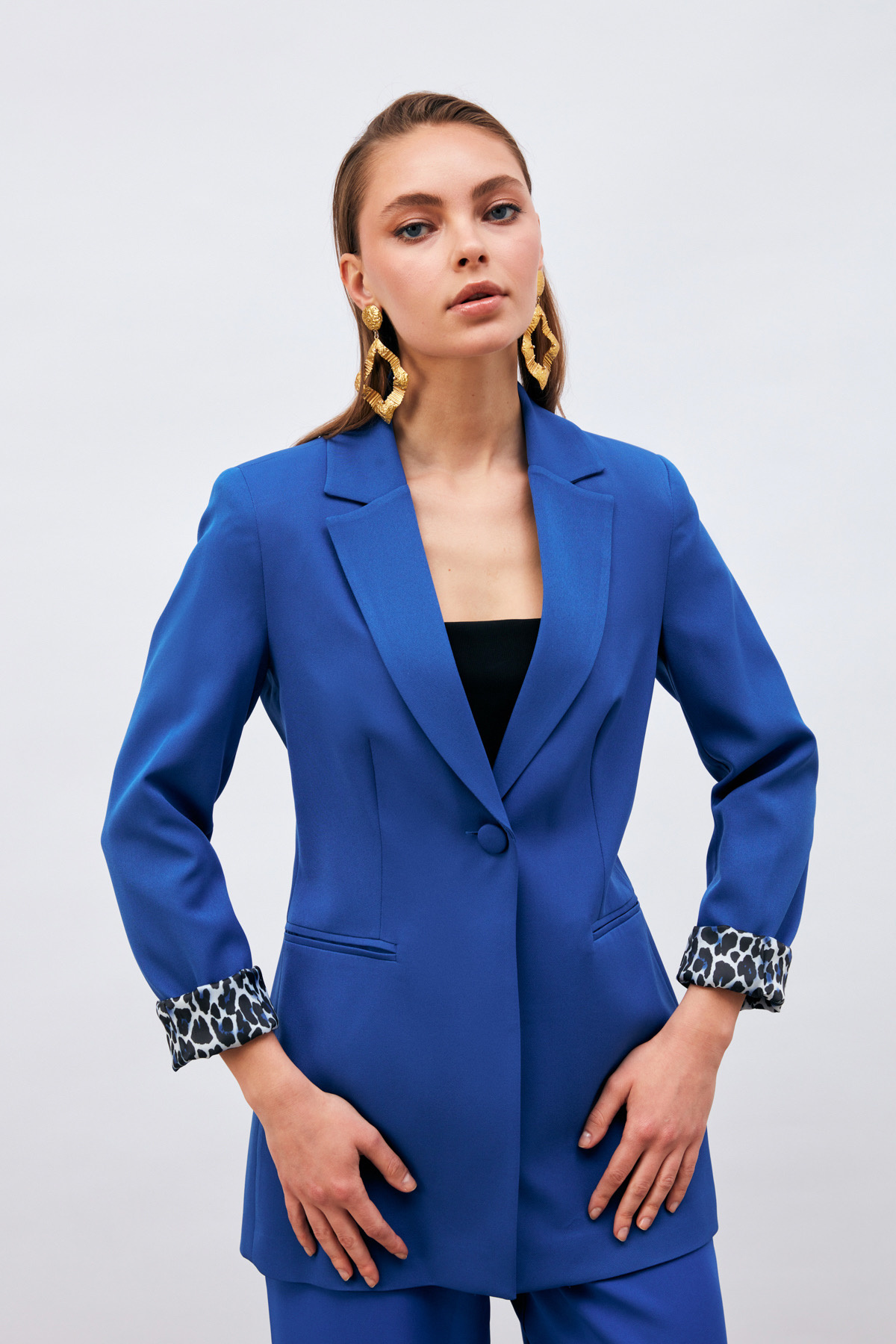 Mono Yaka Klasik Ceket - SAX MAVİ