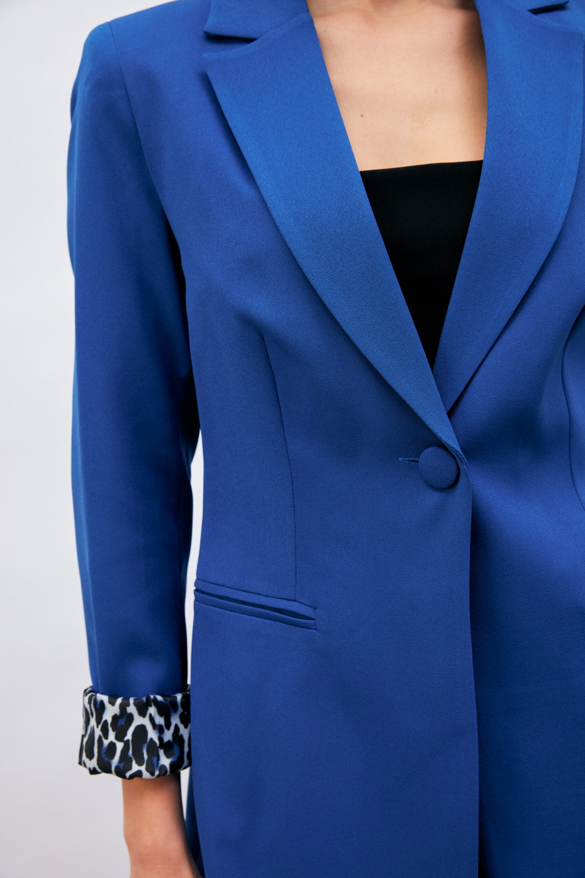 Mono Yaka Klasik Ceket - SAX MAVİ