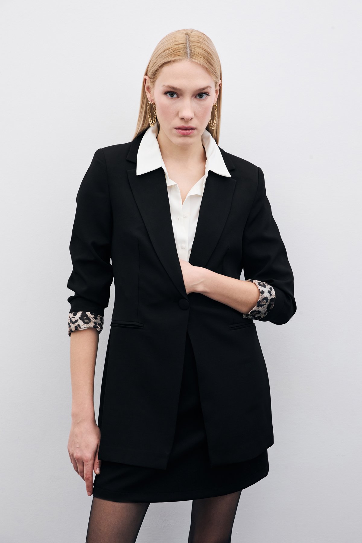 Mono Yaka Klasik Ceket - Siyah