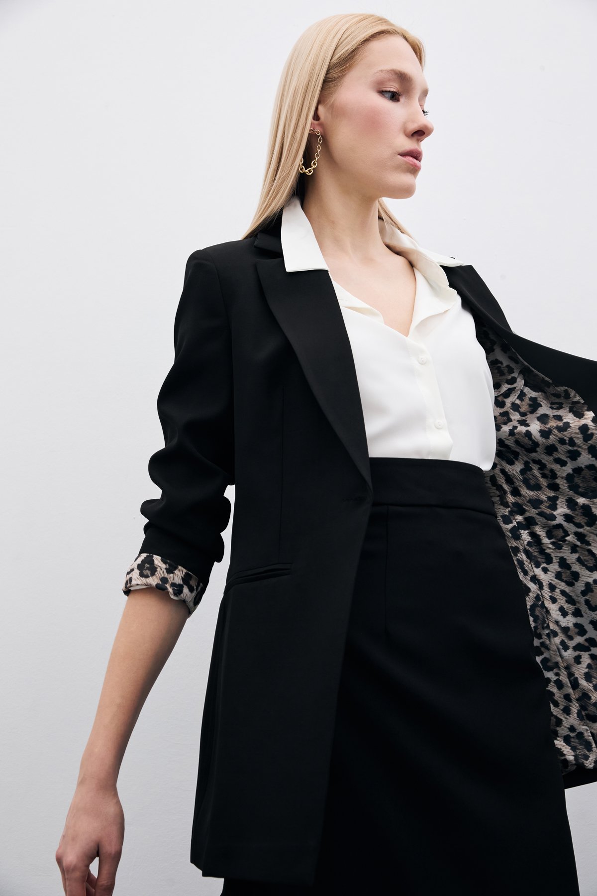 Mono Yaka Klasik Ceket - Siyah