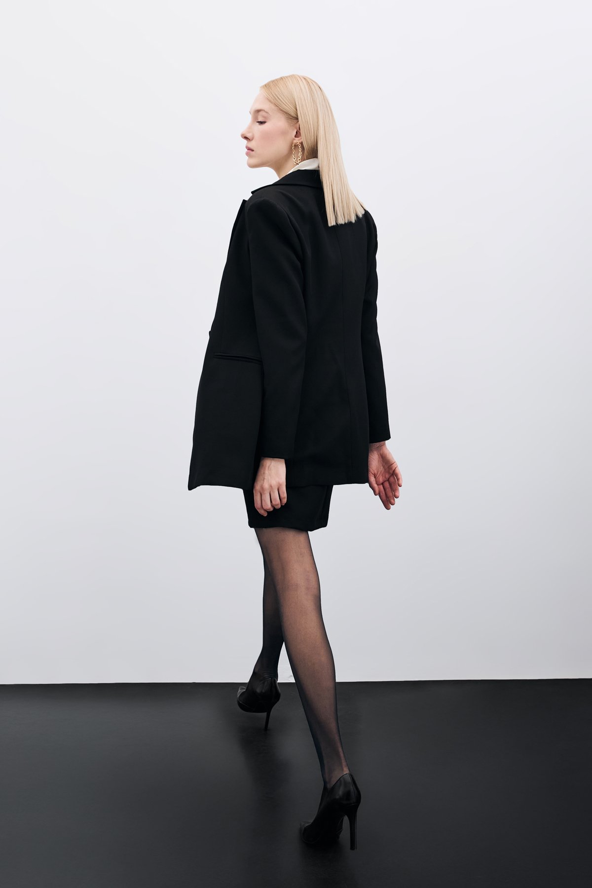 Mono Yaka Klasik Ceket - Siyah